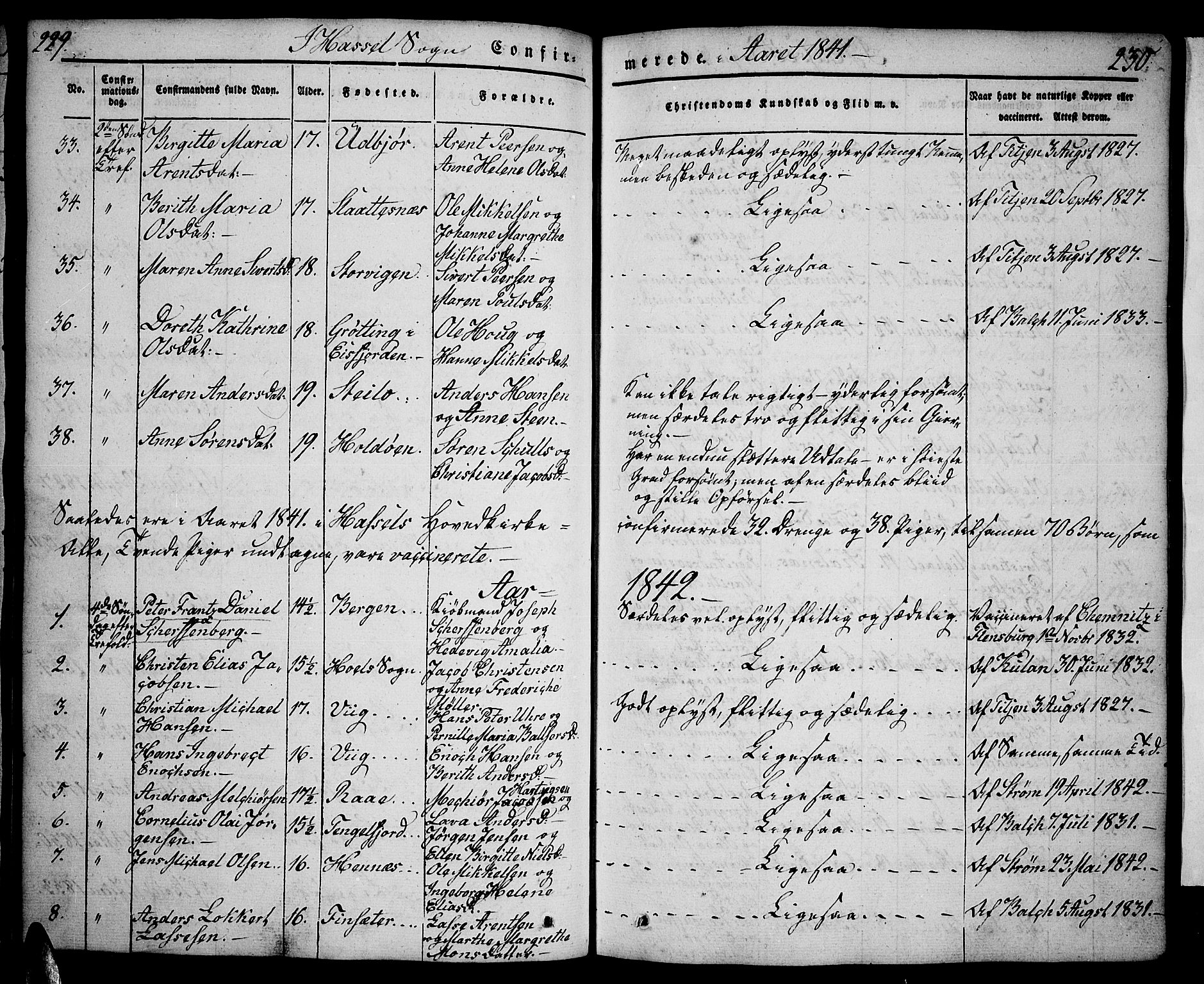 Ministerialprotokoller, klokkerbøker og fødselsregistre - Nordland, AV/SAT-A-1459/888/L1239: Ministerialbok nr. 888A06 /1, 1837-1849, s. 229-230