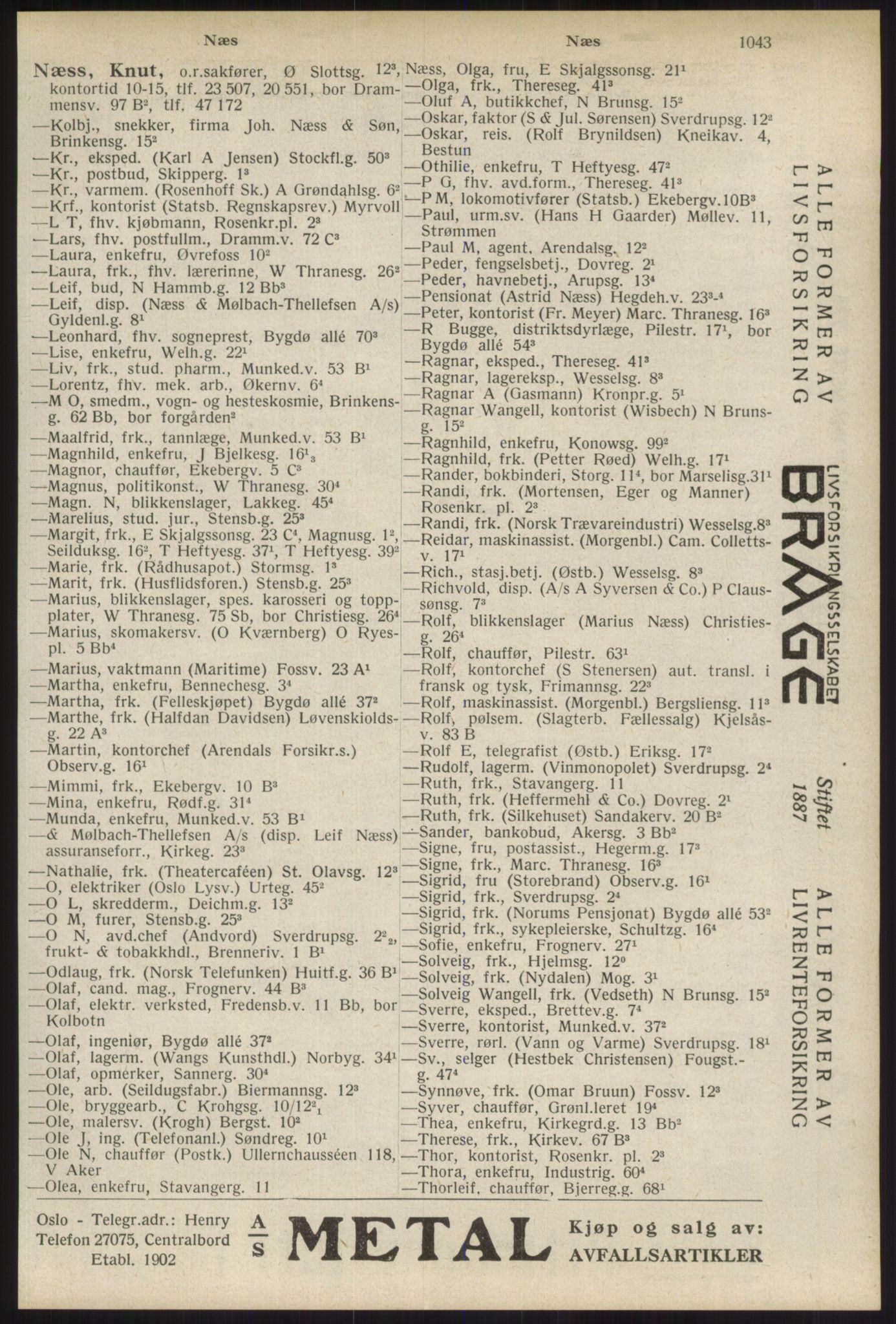 Kristiania/Oslo adressebok, PUBL/-, 1934, s. 1043