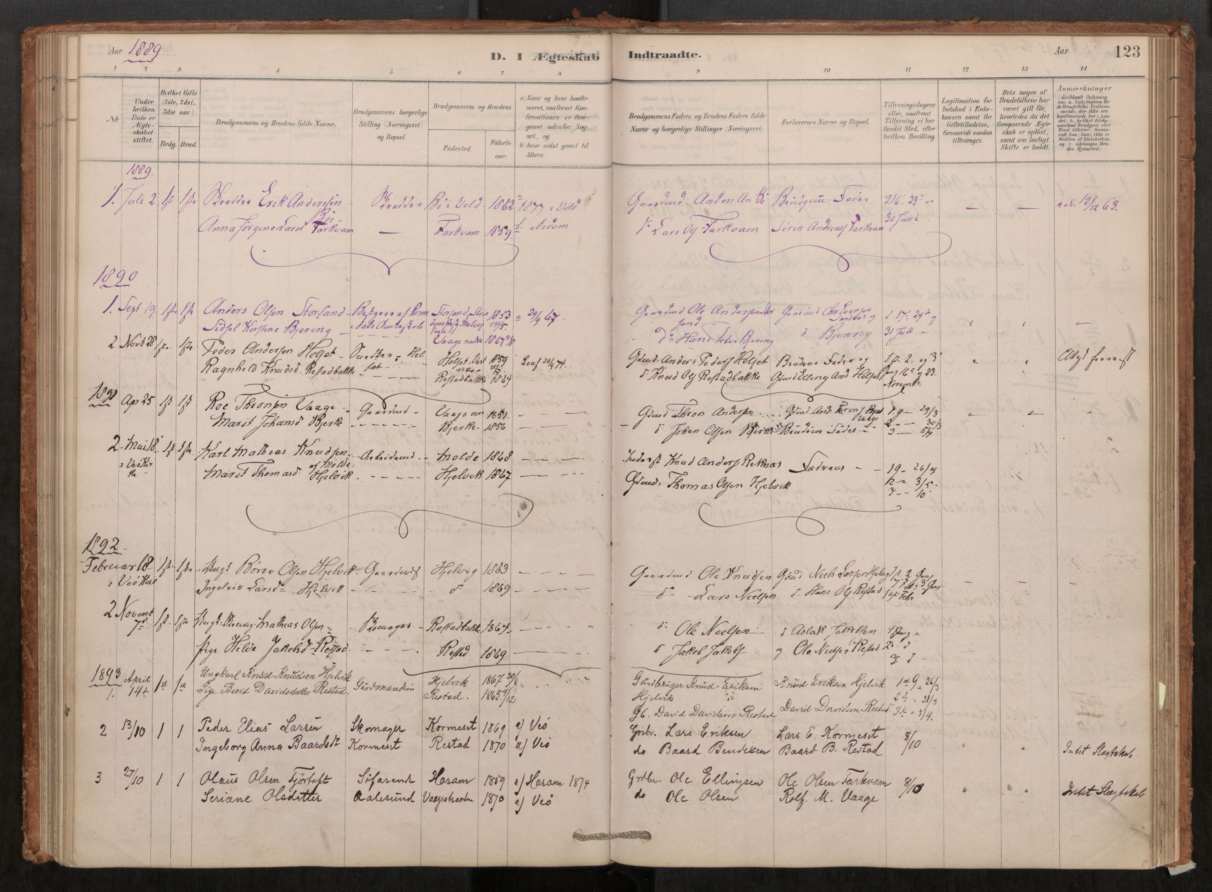 Ministerialprotokoller, klokkerbøker og fødselsregistre - Møre og Romsdal, AV/SAT-A-1454/550/L0621: Ministerialbok nr. 550A01, 1878-1915, s. 123