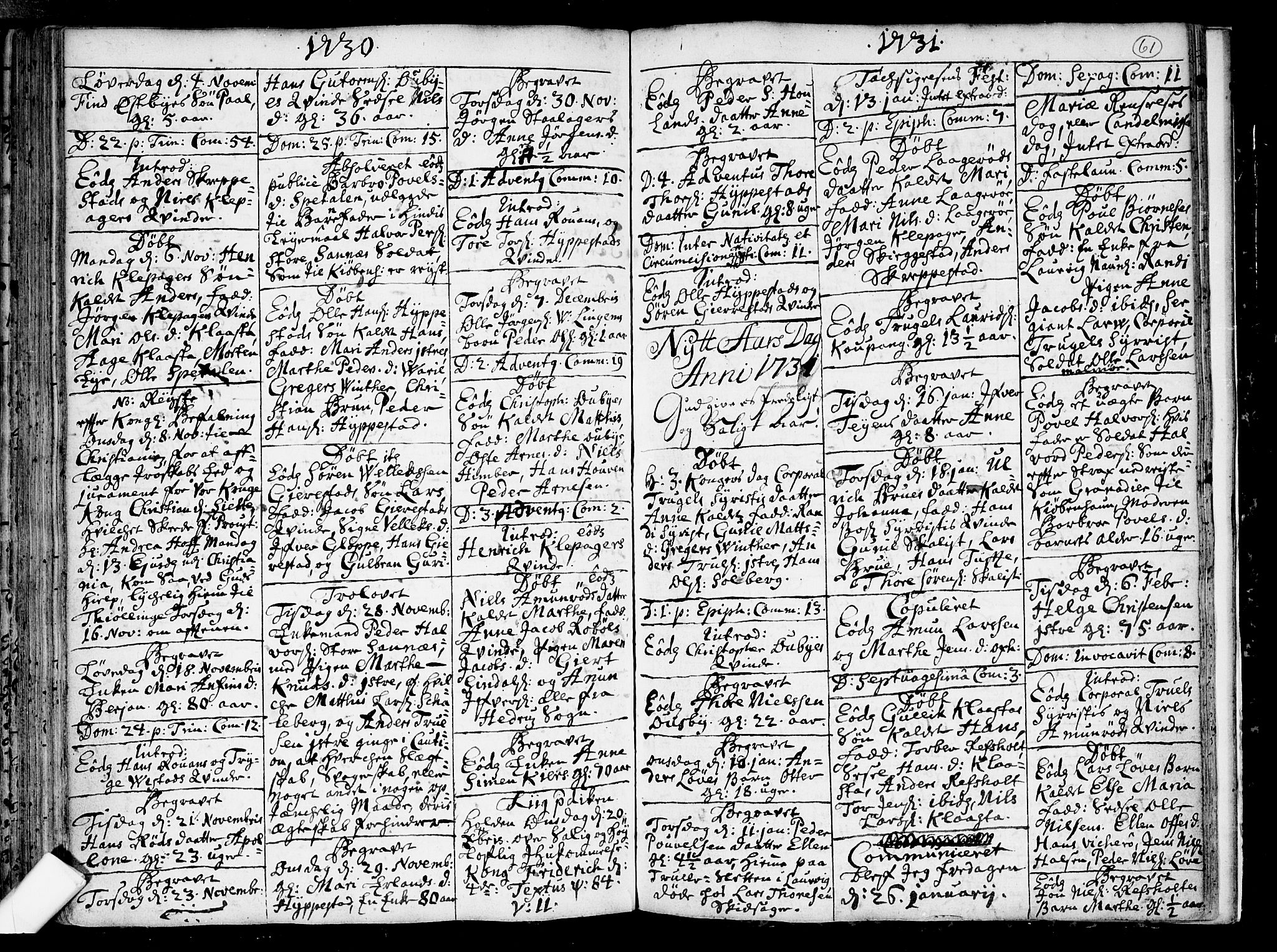 Tjølling kirkebøker, AV/SAKO-A-60/F/Fa/L0002: Ministerialbok nr. 2, 1716-1734, s. 61