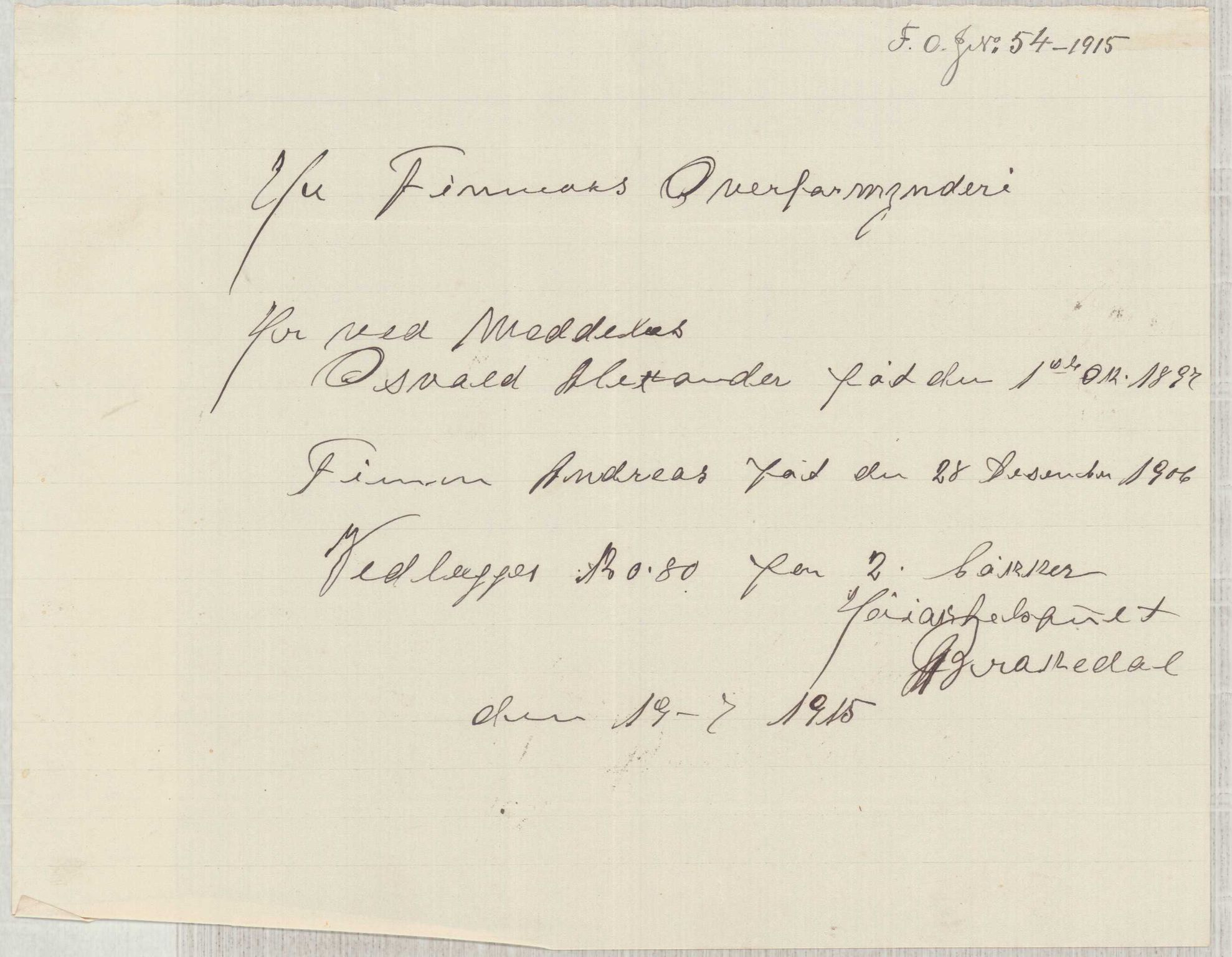Finnaas kommune. Overformynderiet, IKAH/1218a-812/D/Da/Daa/L0003/0001: Kronologisk ordna korrespondanse / Kronologisk ordna korrespondanse, 1914-1916, s. 58
