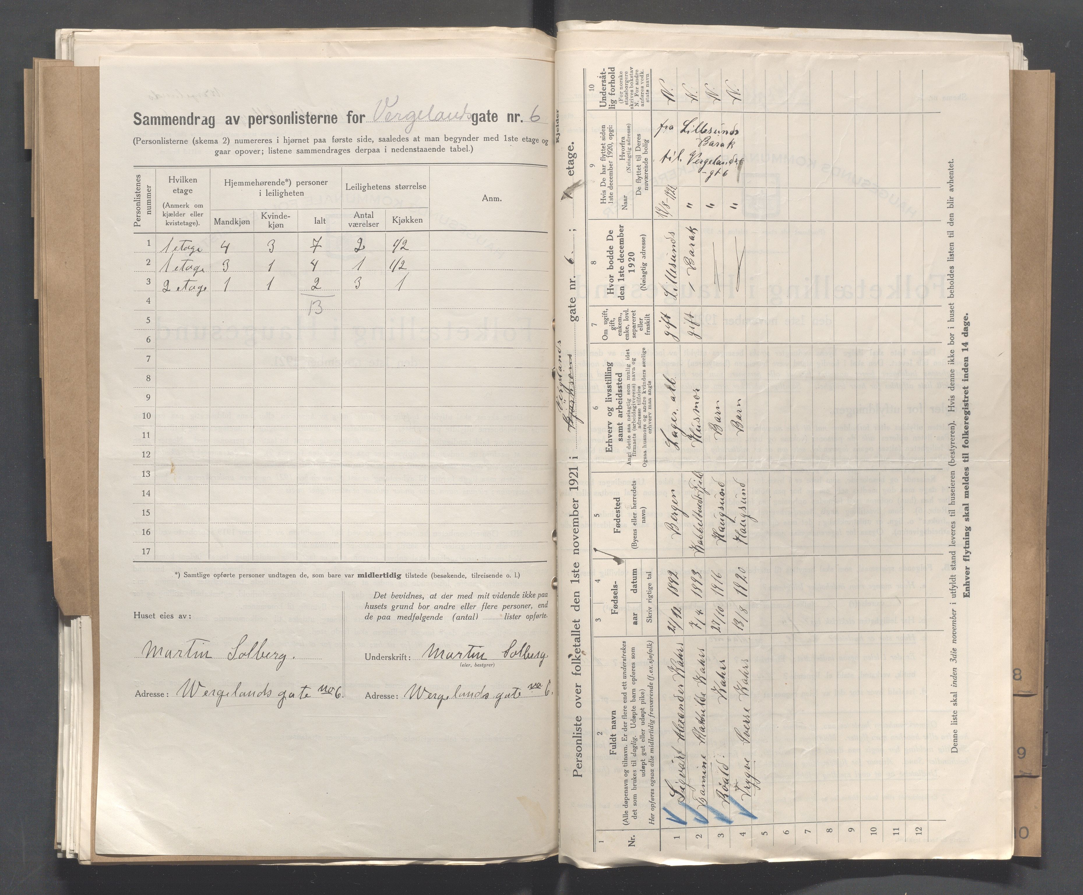 IKAR, Kommunal folketelling 1.11.1921 for Haugesund, 1921, s. 5500