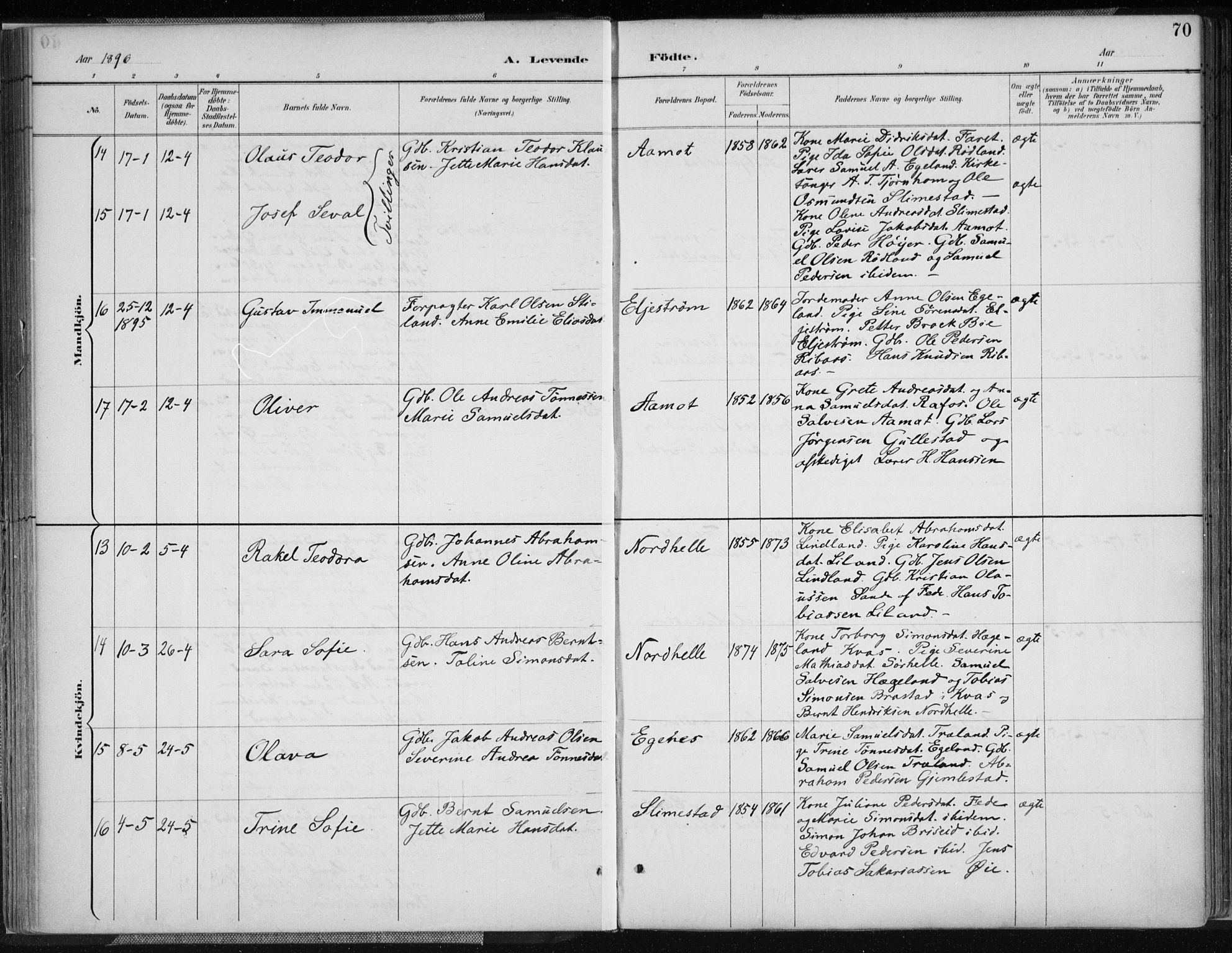 Kvinesdal sokneprestkontor, AV/SAK-1111-0026/F/Fa/Fab/L0008: Ministerialbok nr. A 8, 1886-1897, s. 70