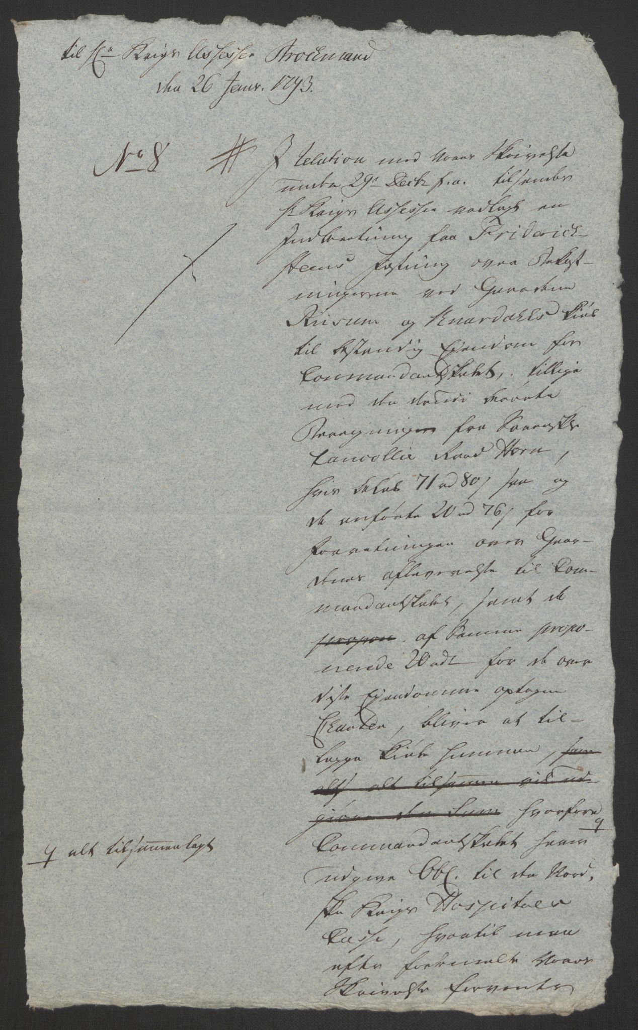 Forsvaret, Den norske kvesthuskasse/krigshospitalkasse, AV/RA-RAFA-1887/F/Fa/L0008: Konsepter, 1790-1793, s. 1018