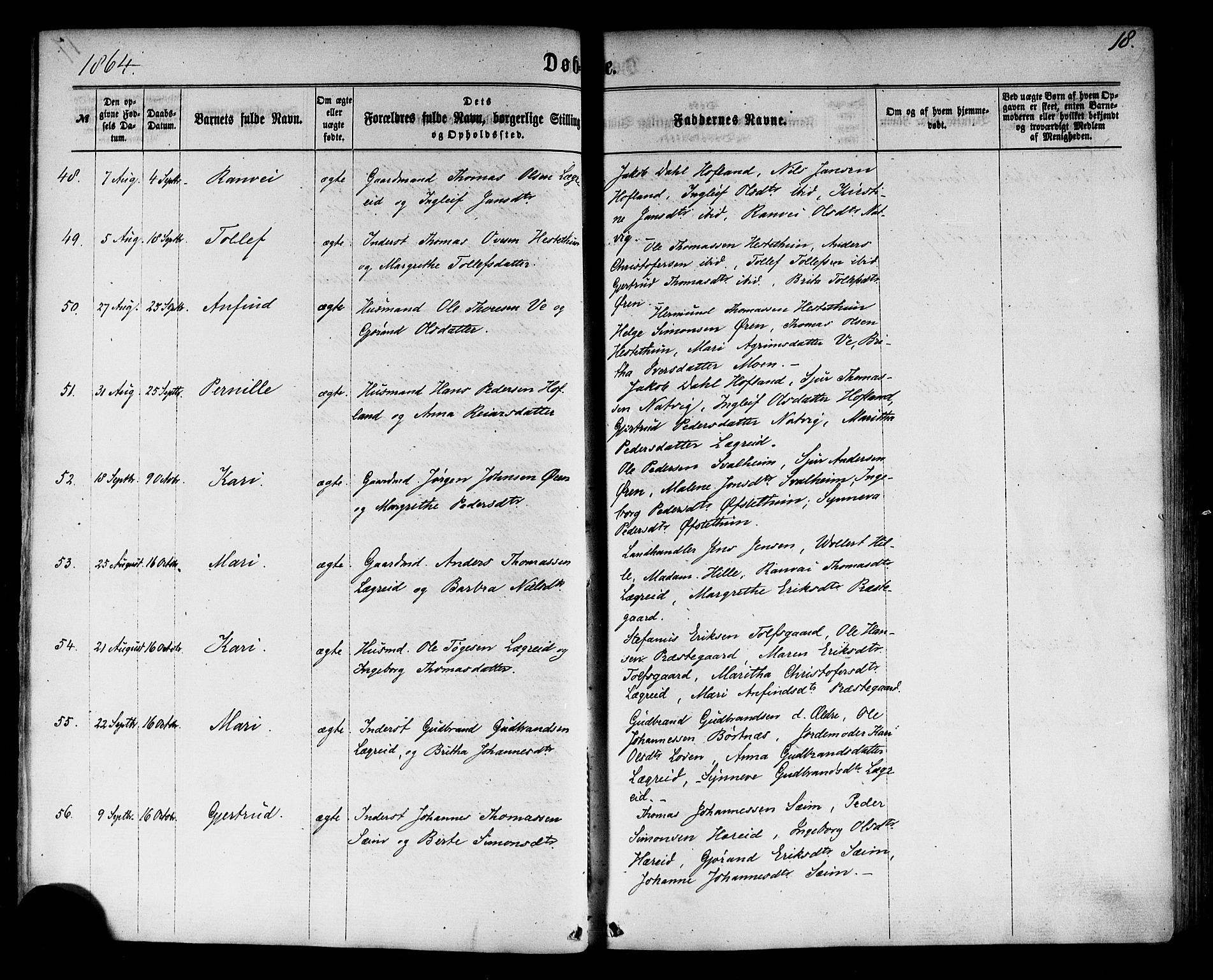 Årdal sokneprestembete, AV/SAB-A-81701: Ministerialbok nr. A 3, 1863-1886, s. 18
