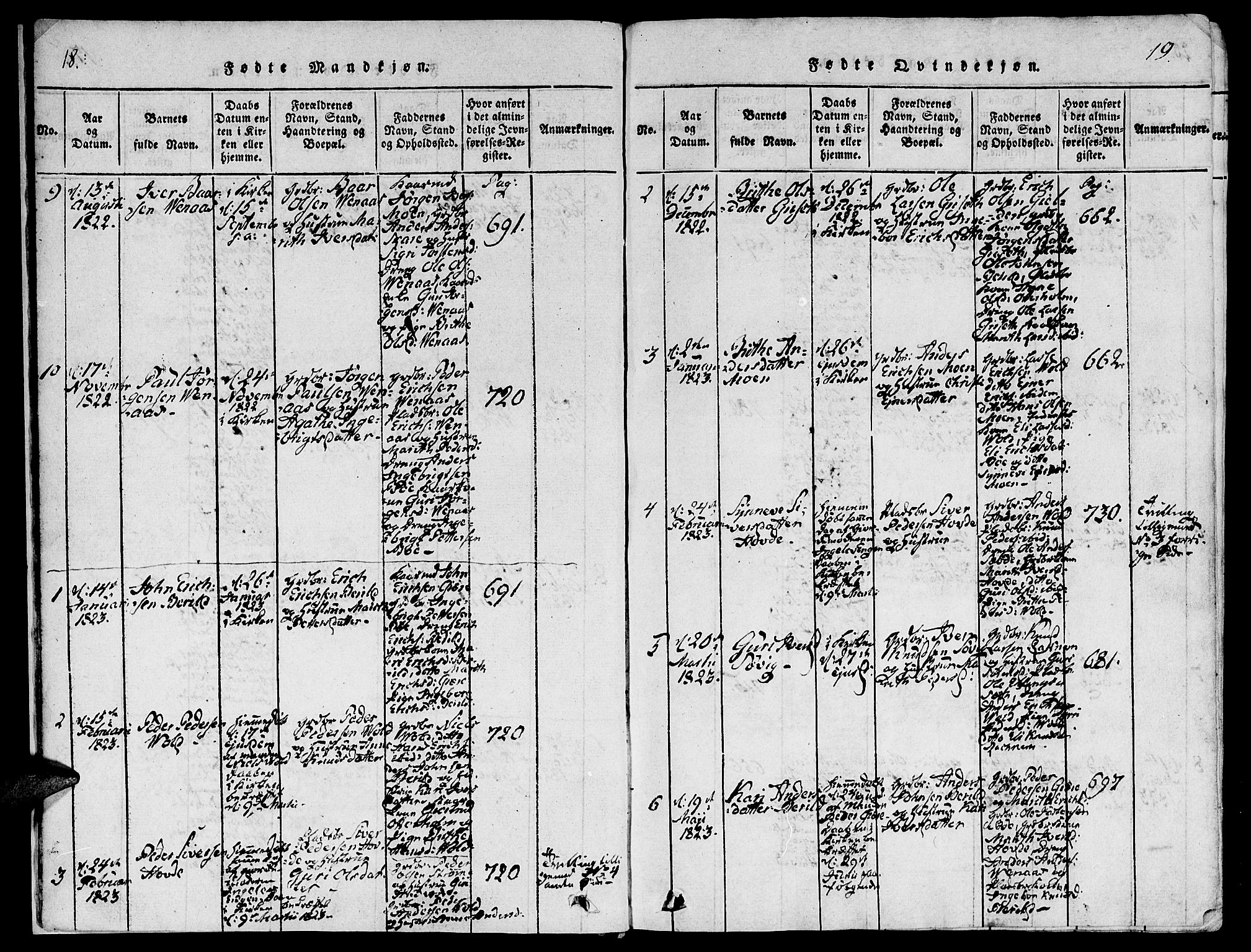 Ministerialprotokoller, klokkerbøker og fødselsregistre - Møre og Romsdal, SAT/A-1454/543/L0561: Ministerialbok nr. 543A01, 1818-1853, s. 18-19