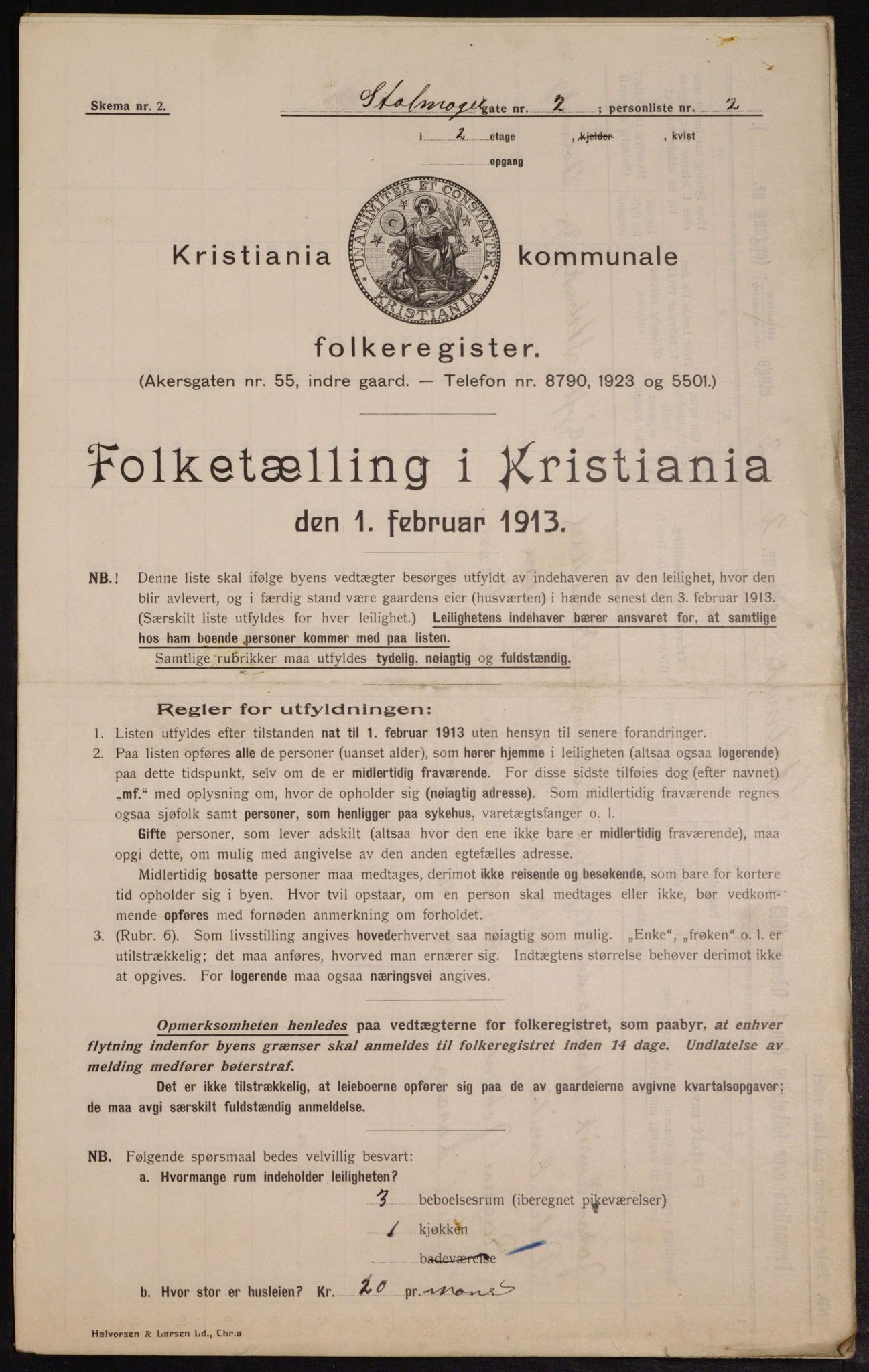 OBA, Kommunal folketelling 1.2.1913 for Kristiania, 1913, s. 102667