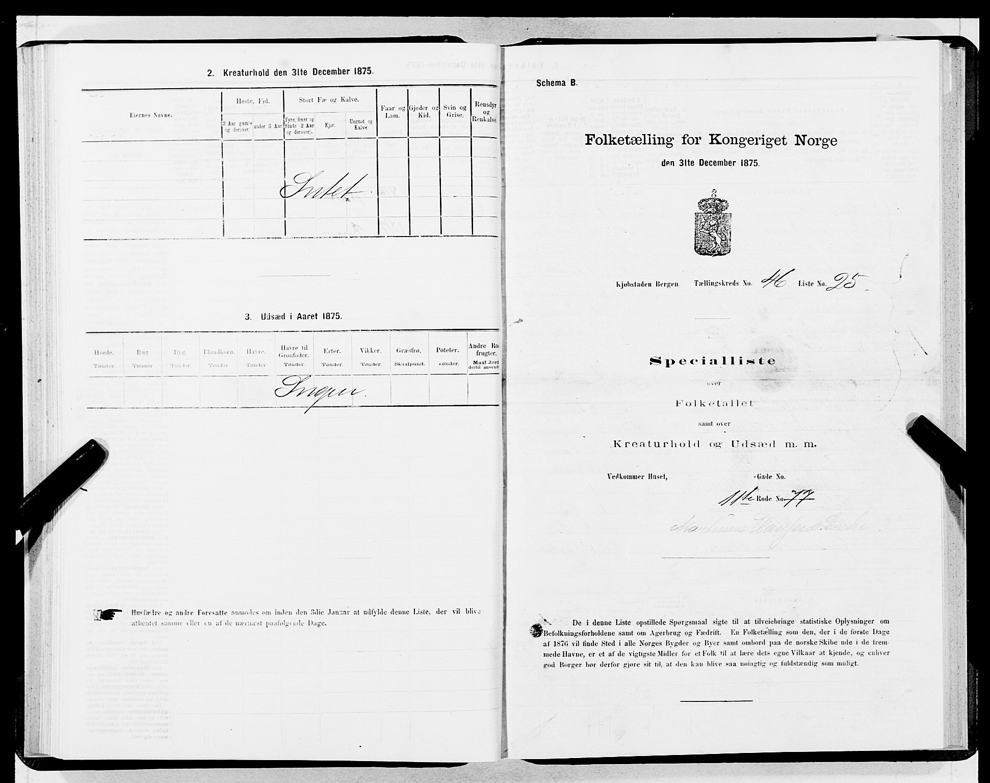 SAB, Folketelling 1875 for 1301 Bergen kjøpstad, 1875, s. 2433