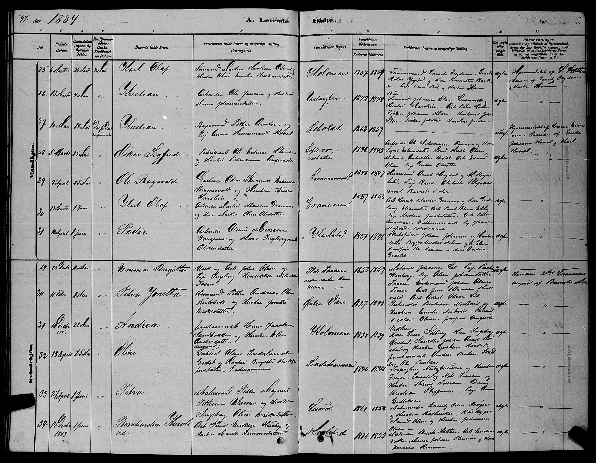 Ministerialprotokoller, klokkerbøker og fødselsregistre - Sør-Trøndelag, AV/SAT-A-1456/606/L0312: Klokkerbok nr. 606C08, 1878-1894, s. 97