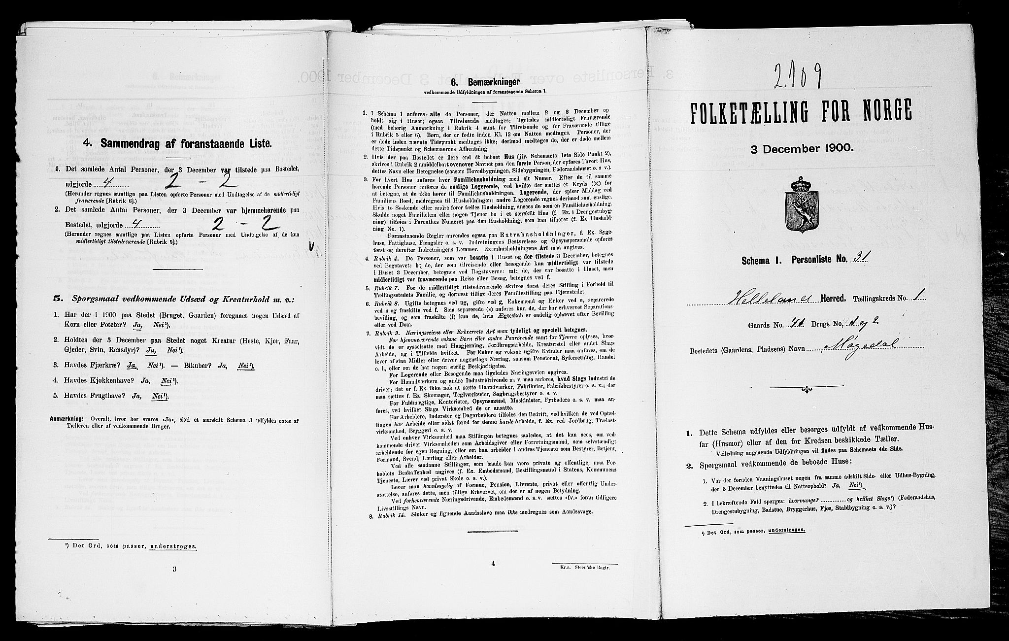 SAST, Folketelling 1900 for 1115 Helleland herred, 1900, s. 99