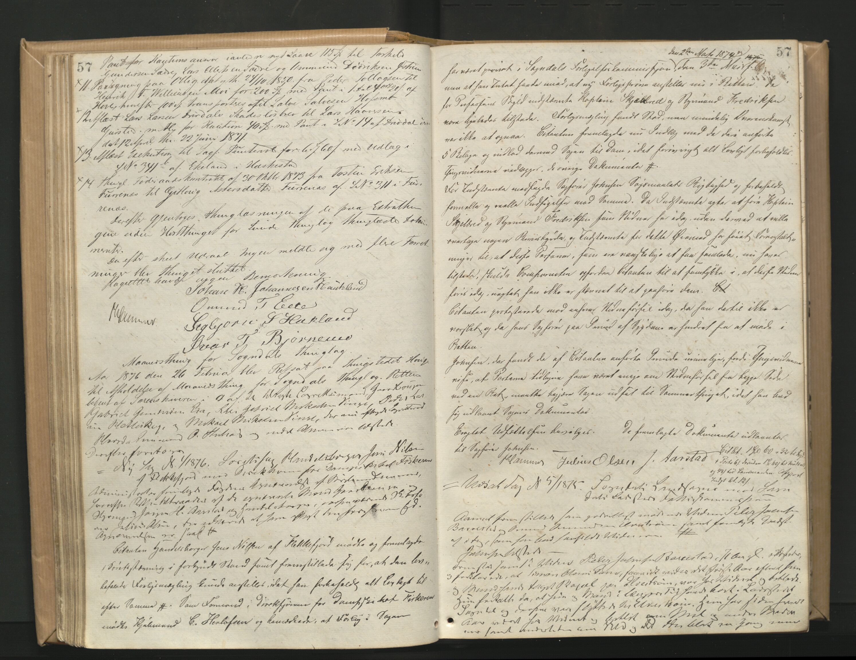 Dalane sorenskriveri, AV/SAST-A-100309/001/3/30/30BA/L0002: TINGBOK, 1875-1882, s. 57