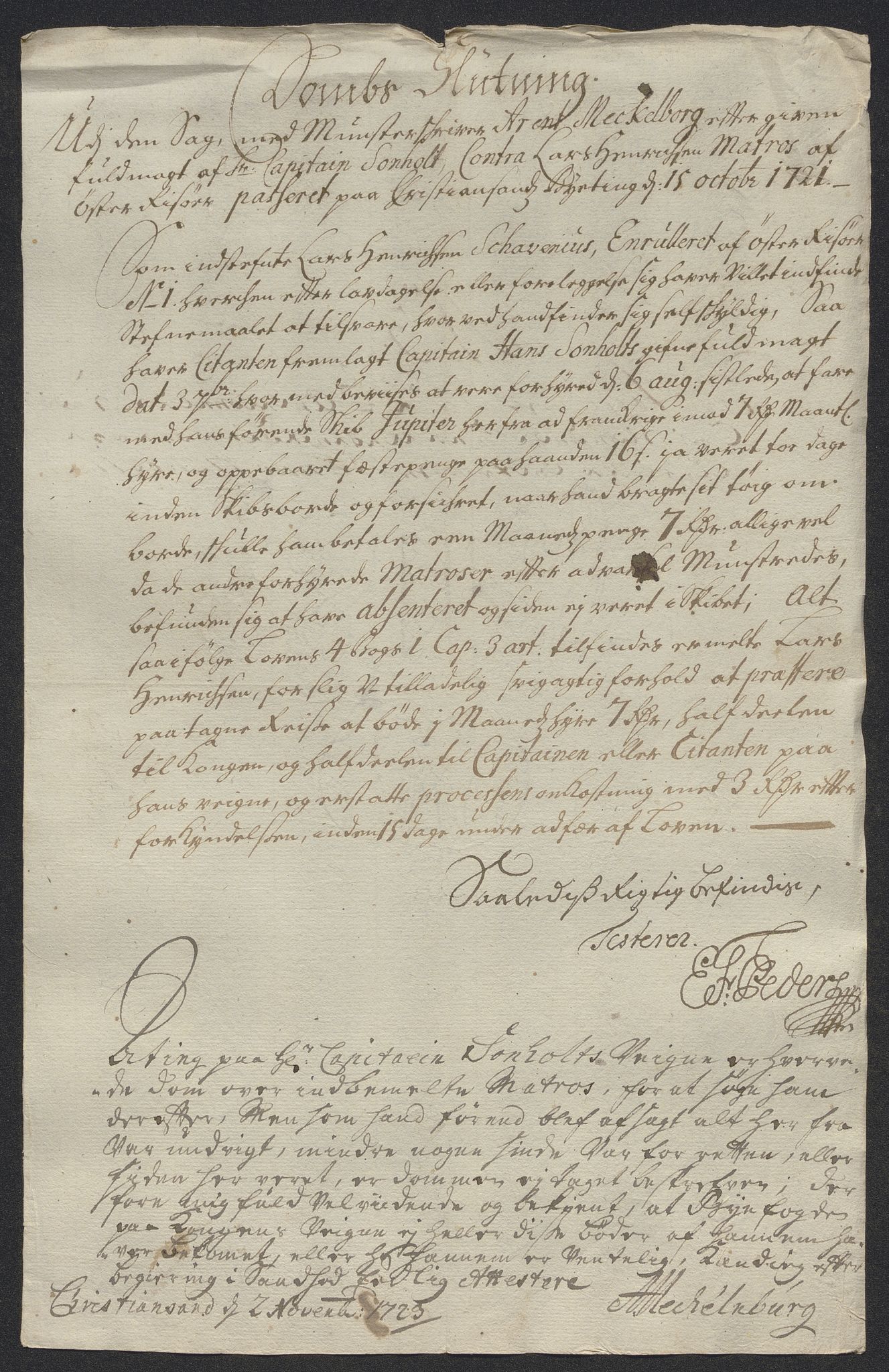 Rentekammeret inntil 1814, Reviderte regnskaper, Byregnskaper, AV/RA-EA-4066/R/Rm/L0286: [M19] Sikt og sakefall, 1719-1727, s. 193
