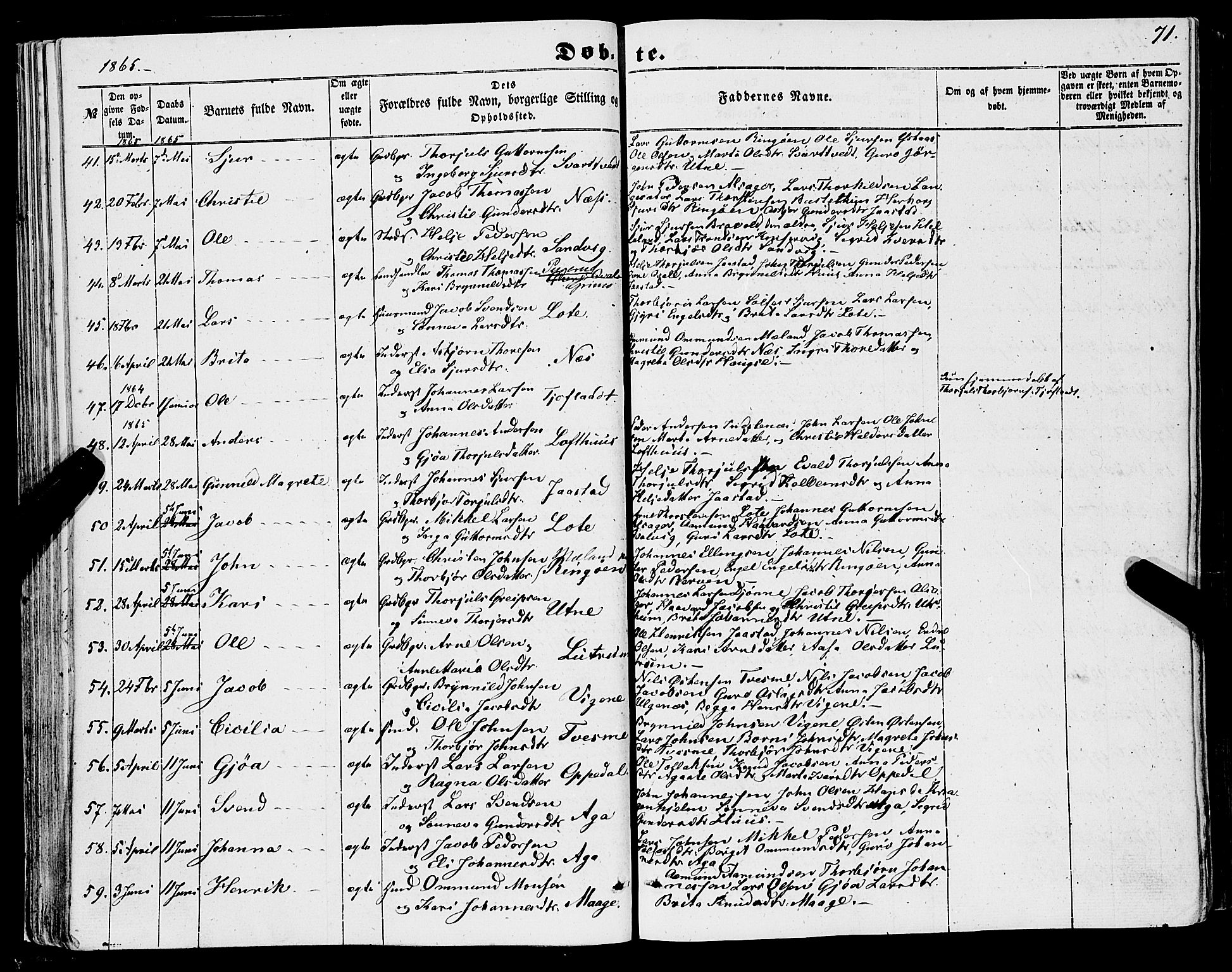 Ullensvang sokneprestembete, AV/SAB-A-78701/H/Haa: Ministerialbok nr. A 11, 1854-1866, s. 71