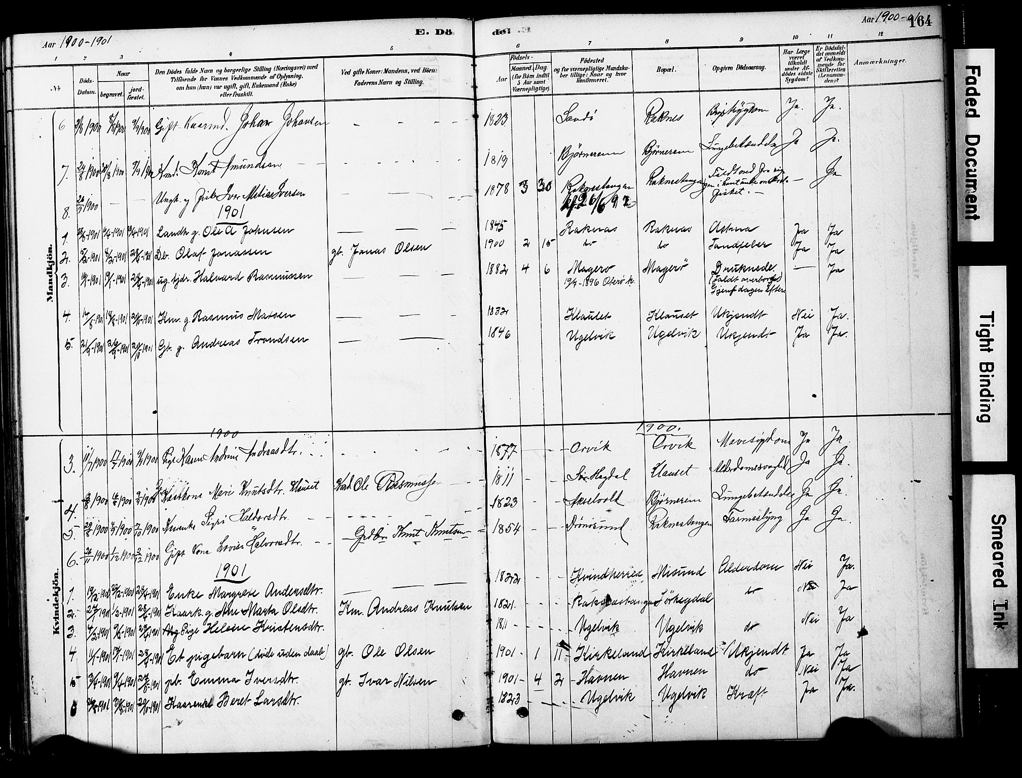 Ministerialprotokoller, klokkerbøker og fødselsregistre - Møre og Romsdal, AV/SAT-A-1454/563/L0736: Ministerialbok nr. 563A01, 1878-1903, s. 164