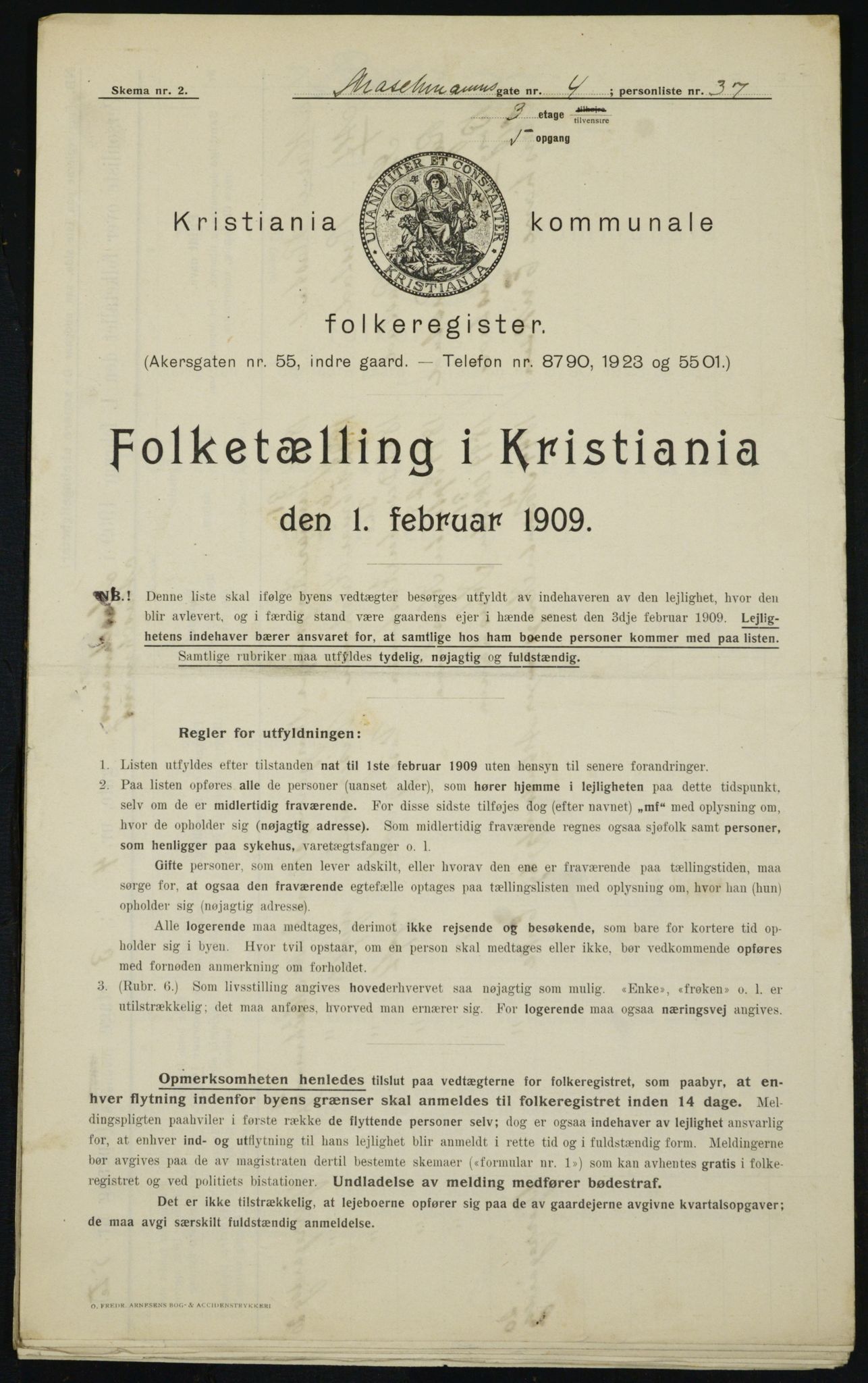 OBA, Kommunal folketelling 1.2.1909 for Kristiania kjøpstad, 1909, s. 58770