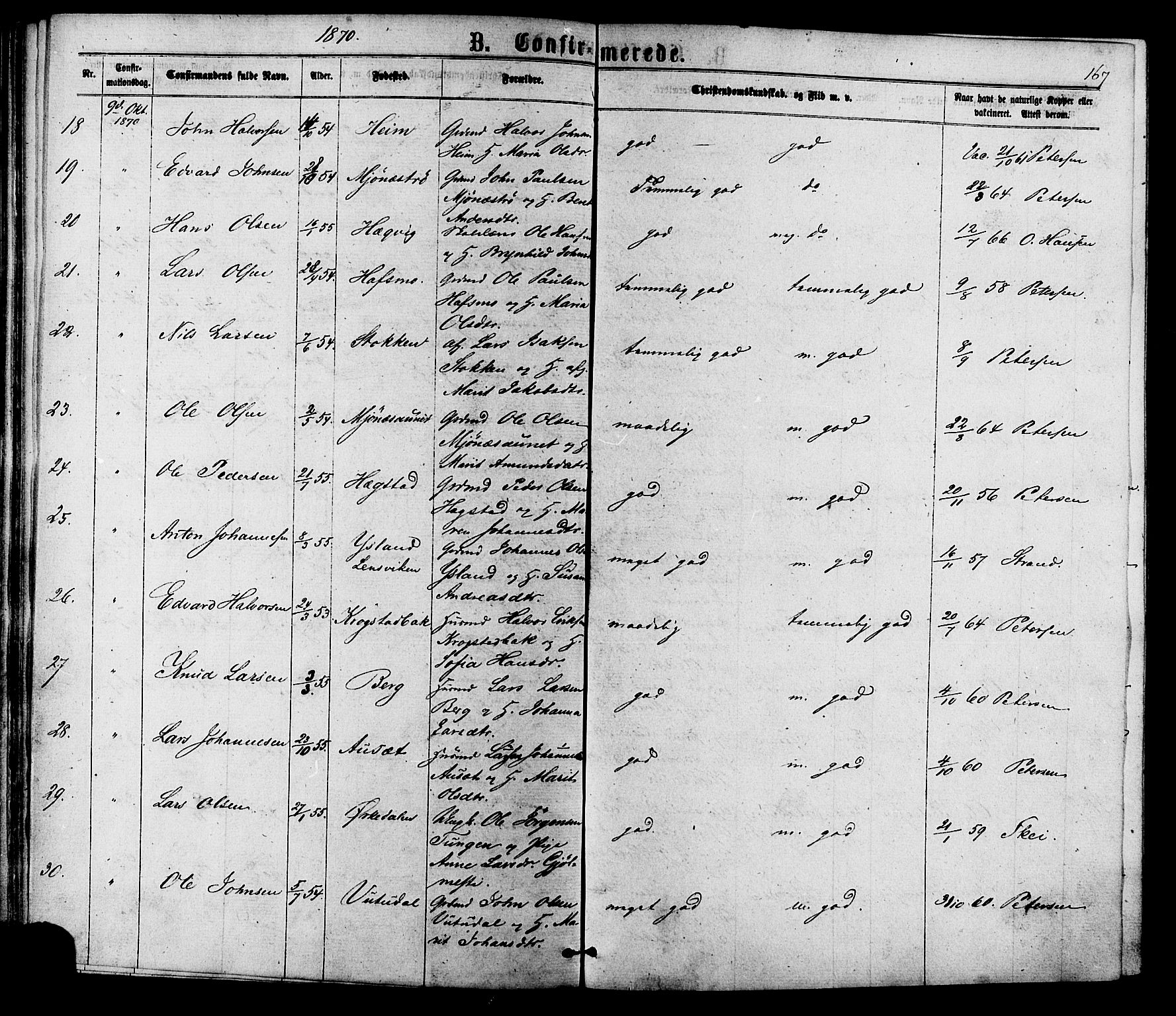 Ministerialprotokoller, klokkerbøker og fødselsregistre - Sør-Trøndelag, AV/SAT-A-1456/630/L0495: Ministerialbok nr. 630A08, 1868-1878, s. 167