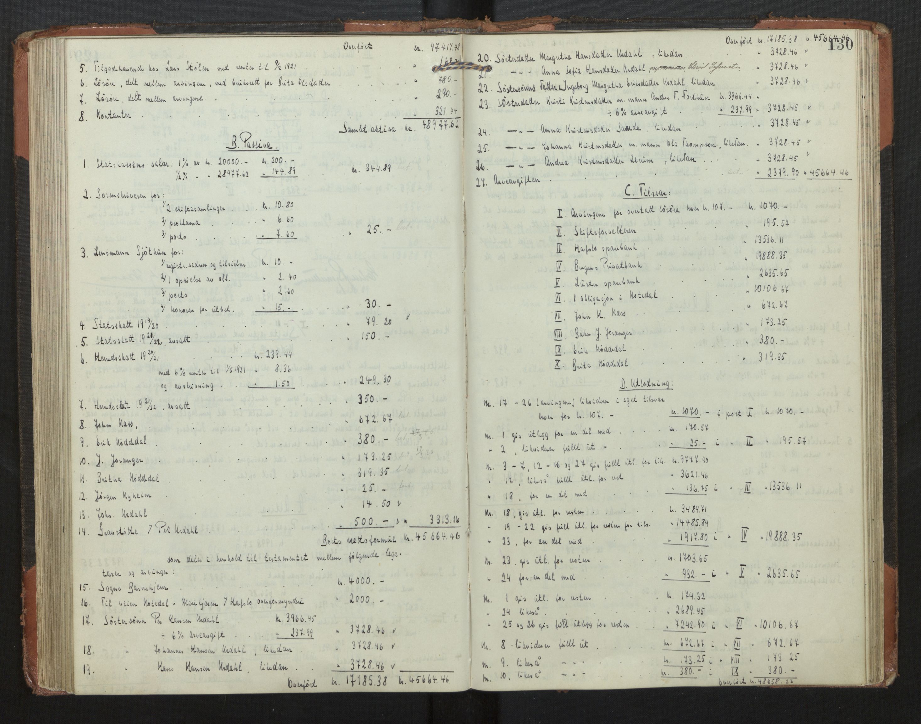 Indre Sogn tingrett, AV/SAB-A-3301/1/H/Hd/L0008: Skifteutlodningsprotokoll 8, 1912-1923, s. 129b-130a