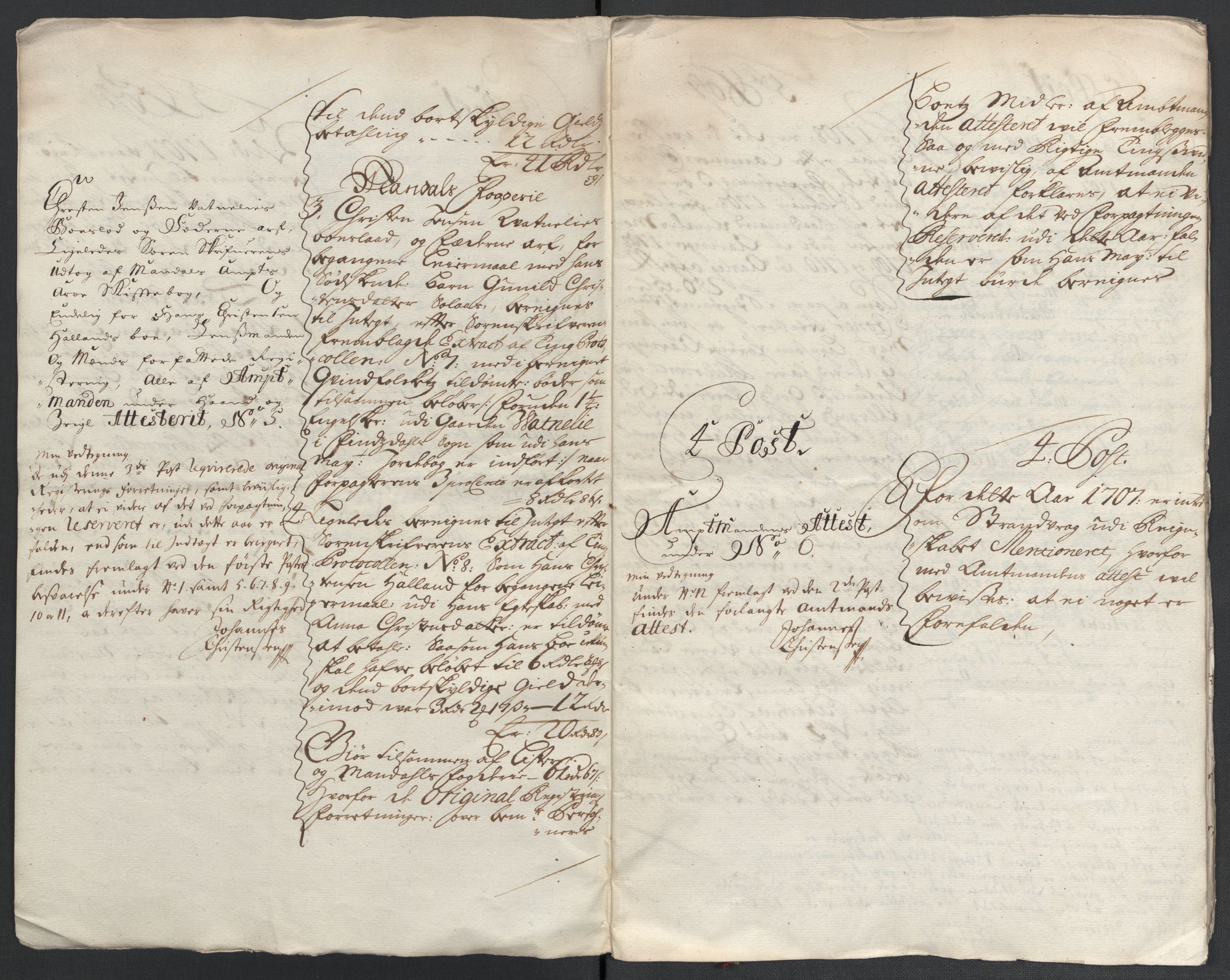 Rentekammeret inntil 1814, Reviderte regnskaper, Fogderegnskap, RA/EA-4092/R43/L2552: Fogderegnskap Lista og Mandal, 1705-1709, s. 357