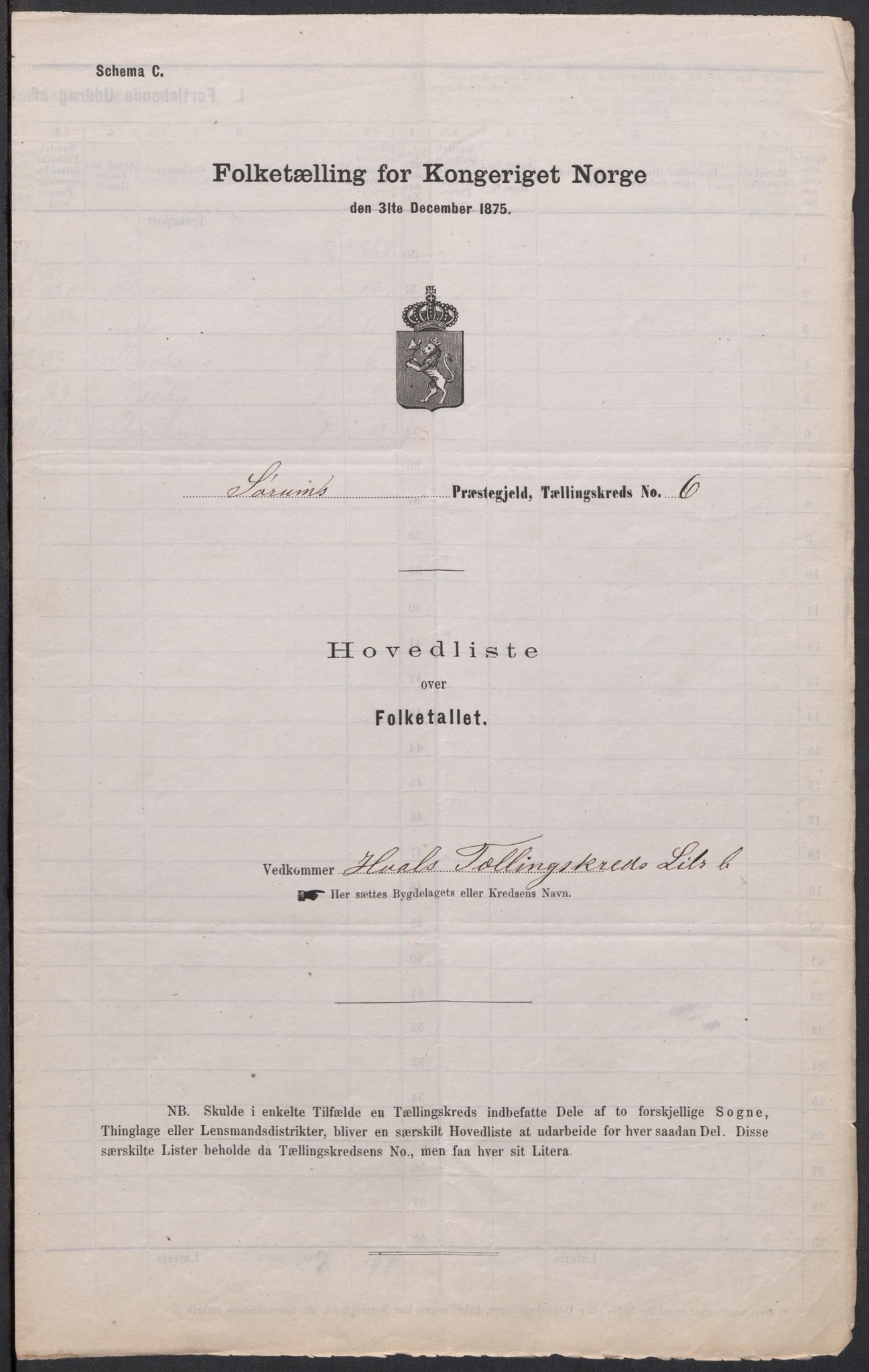 RA, Folketelling 1875 for 0226P Sørum prestegjeld, 1875, s. 22