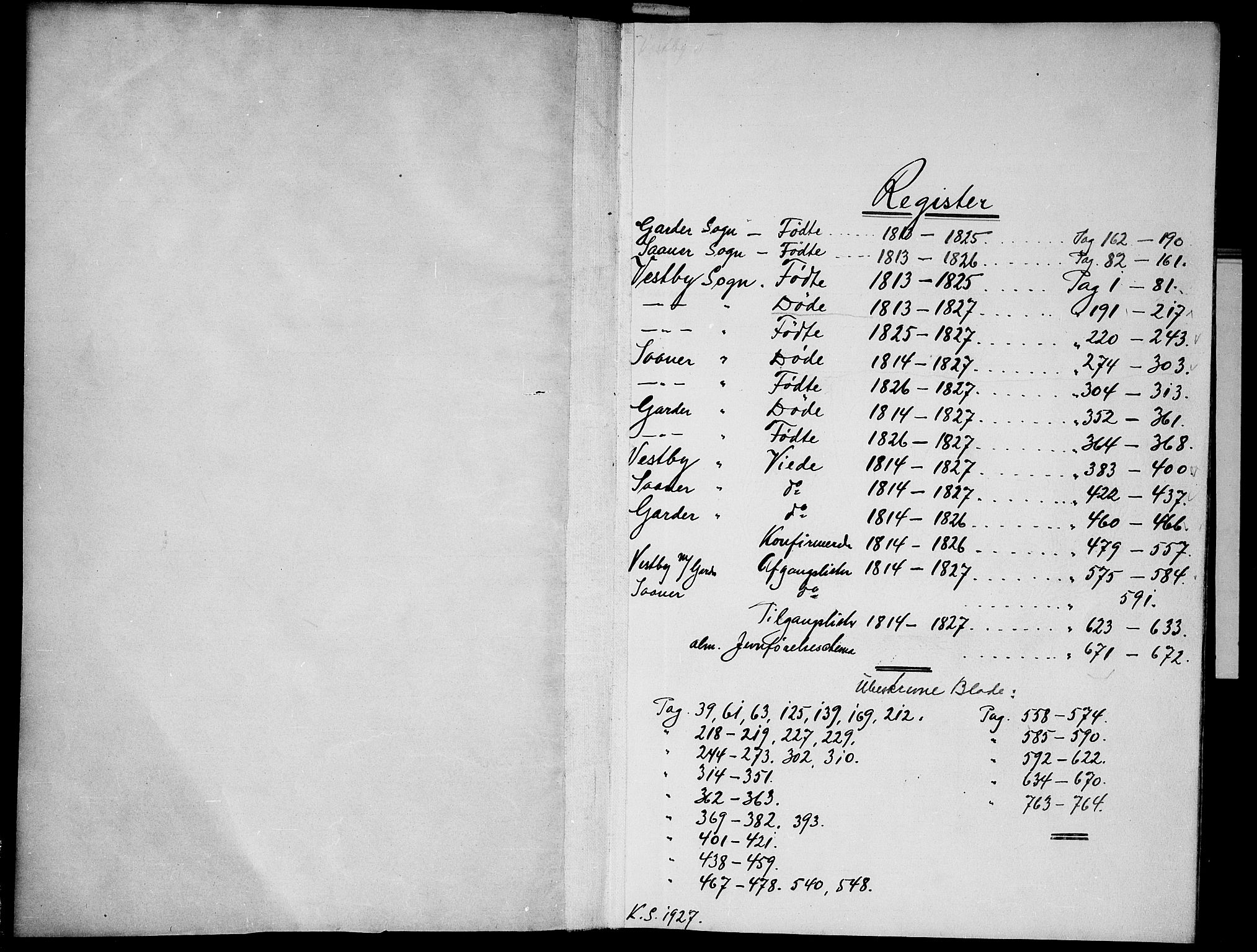 Vestby prestekontor Kirkebøker, SAO/A-10893/G/Ga/L0001: Klokkerbok nr. I 1, 1814-1827