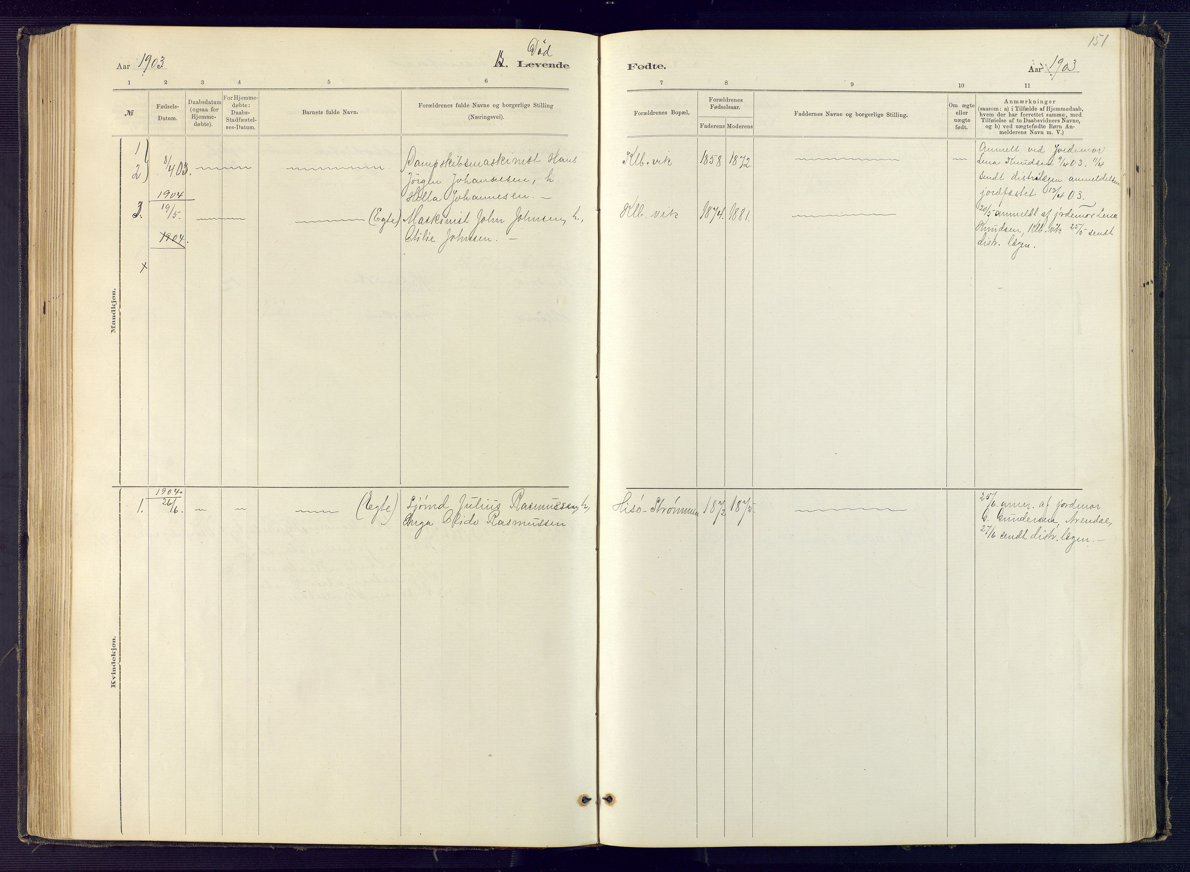 Hisøy sokneprestkontor, AV/SAK-1111-0020/F/Fb/L0003: Klokkerbok nr. B 3, 1885-1905, s. 151