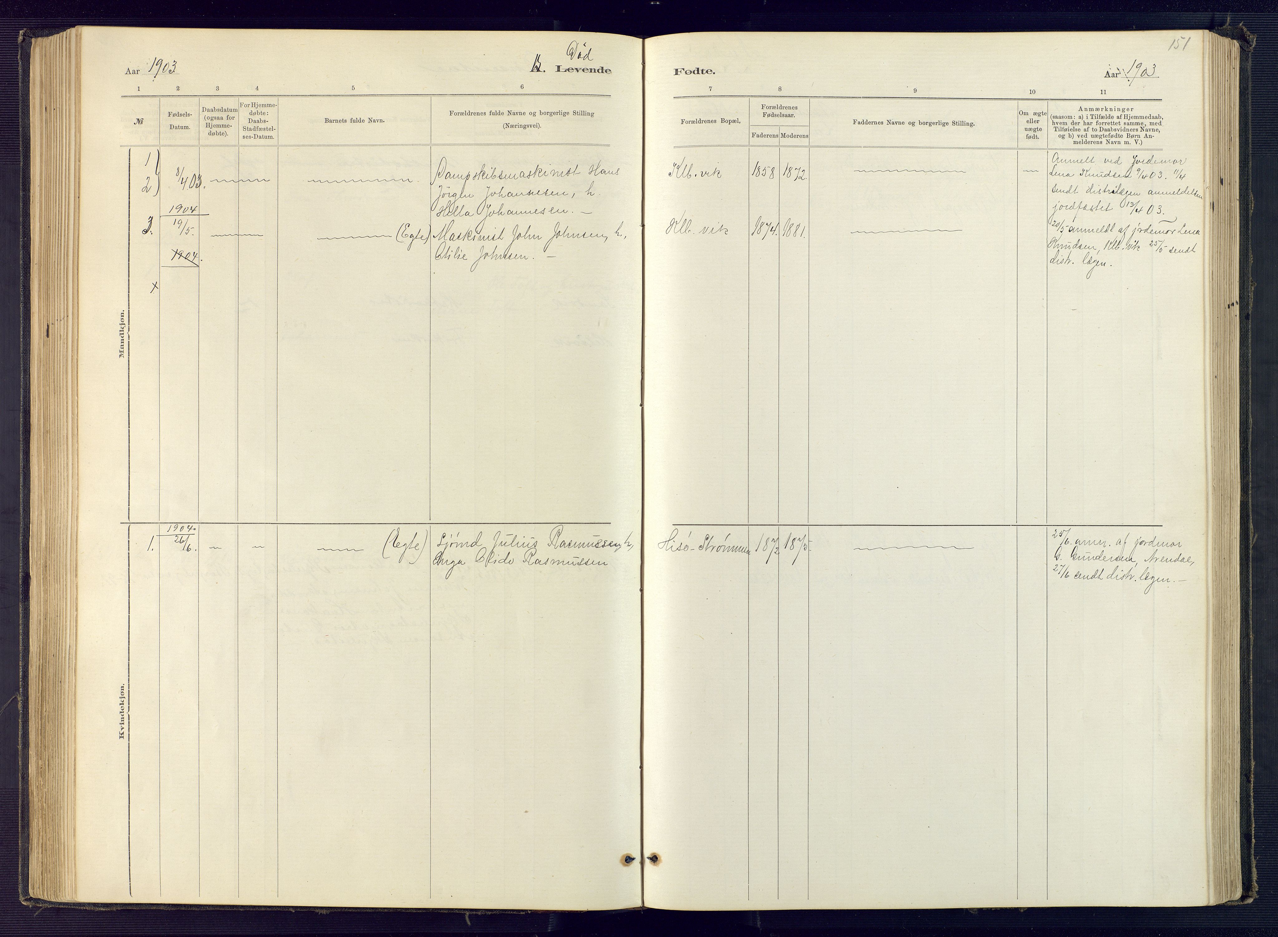 Hisøy sokneprestkontor, SAK/1111-0020/F/Fb/L0003: Klokkerbok nr. B 3, 1885-1905, s. 151