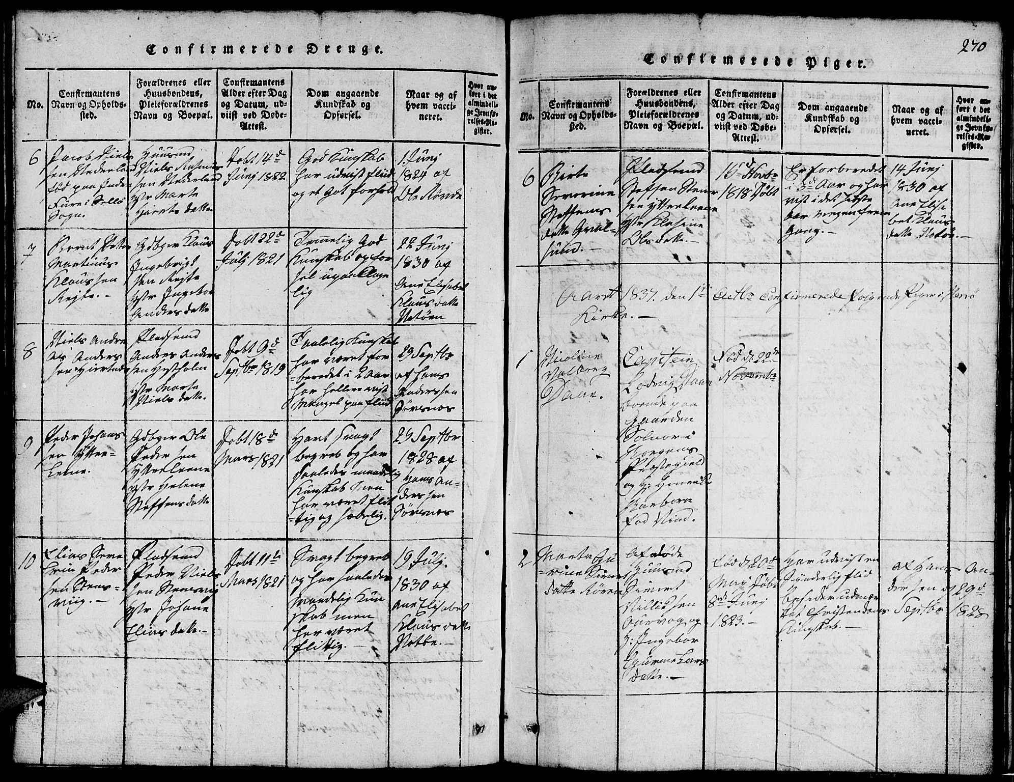 Ministerialprotokoller, klokkerbøker og fødselsregistre - Møre og Romsdal, SAT/A-1454/507/L0078: Klokkerbok nr. 507C01, 1816-1840, s. 270