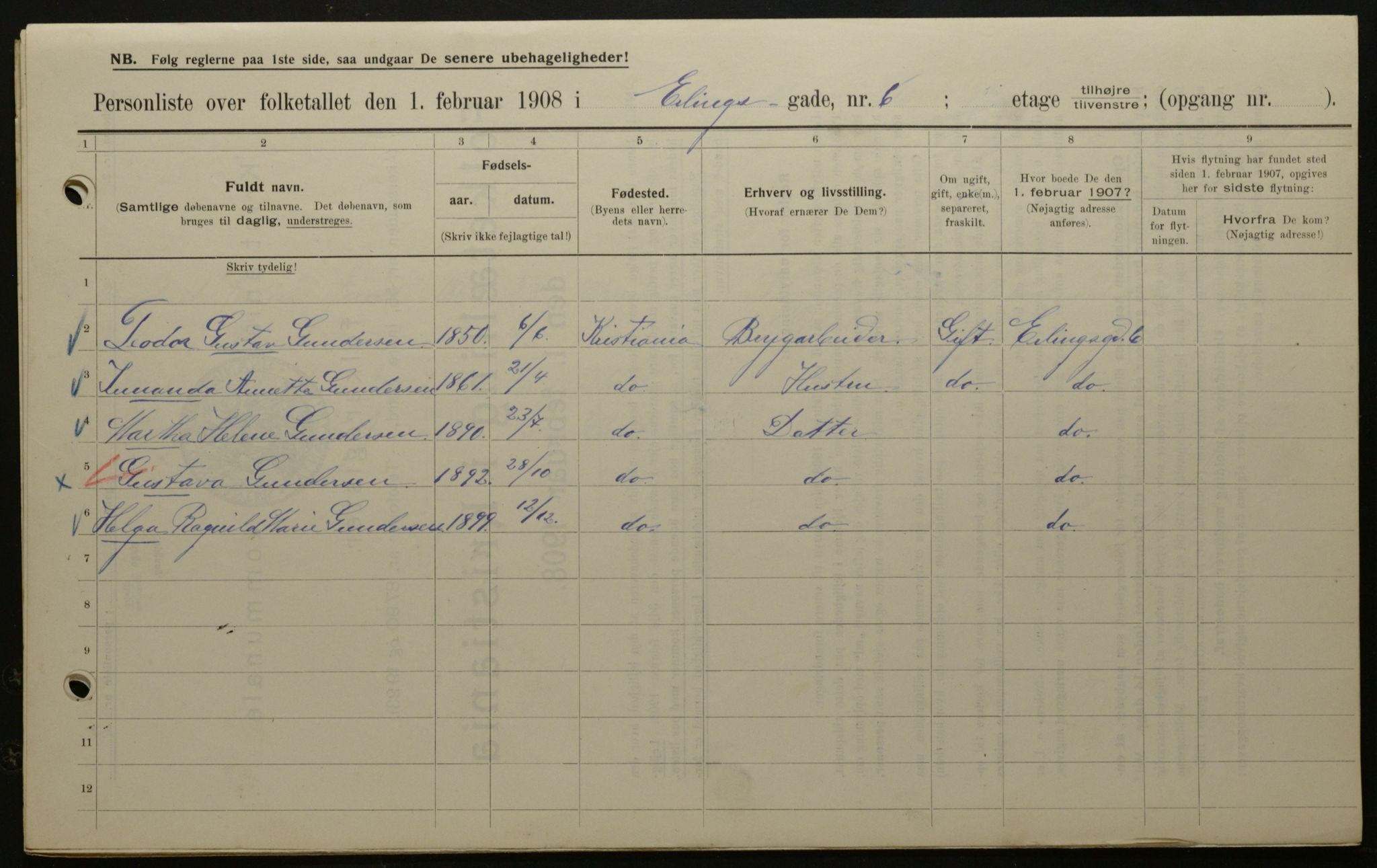 OBA, Kommunal folketelling 1.2.1908 for Kristiania kjøpstad, 1908, s. 20033