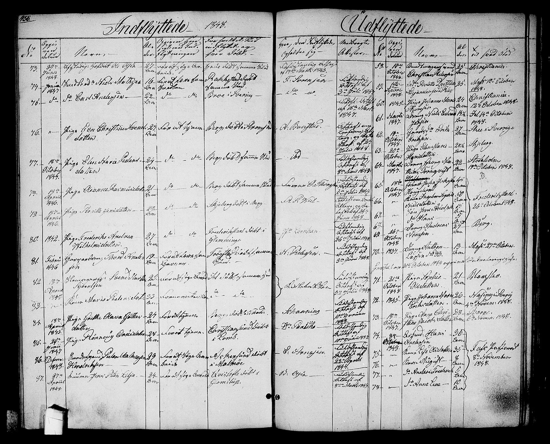 Halden prestekontor Kirkebøker, AV/SAO-A-10909/G/Ga/L0004: Klokkerbok nr. 4, 1845-1854, s. 456