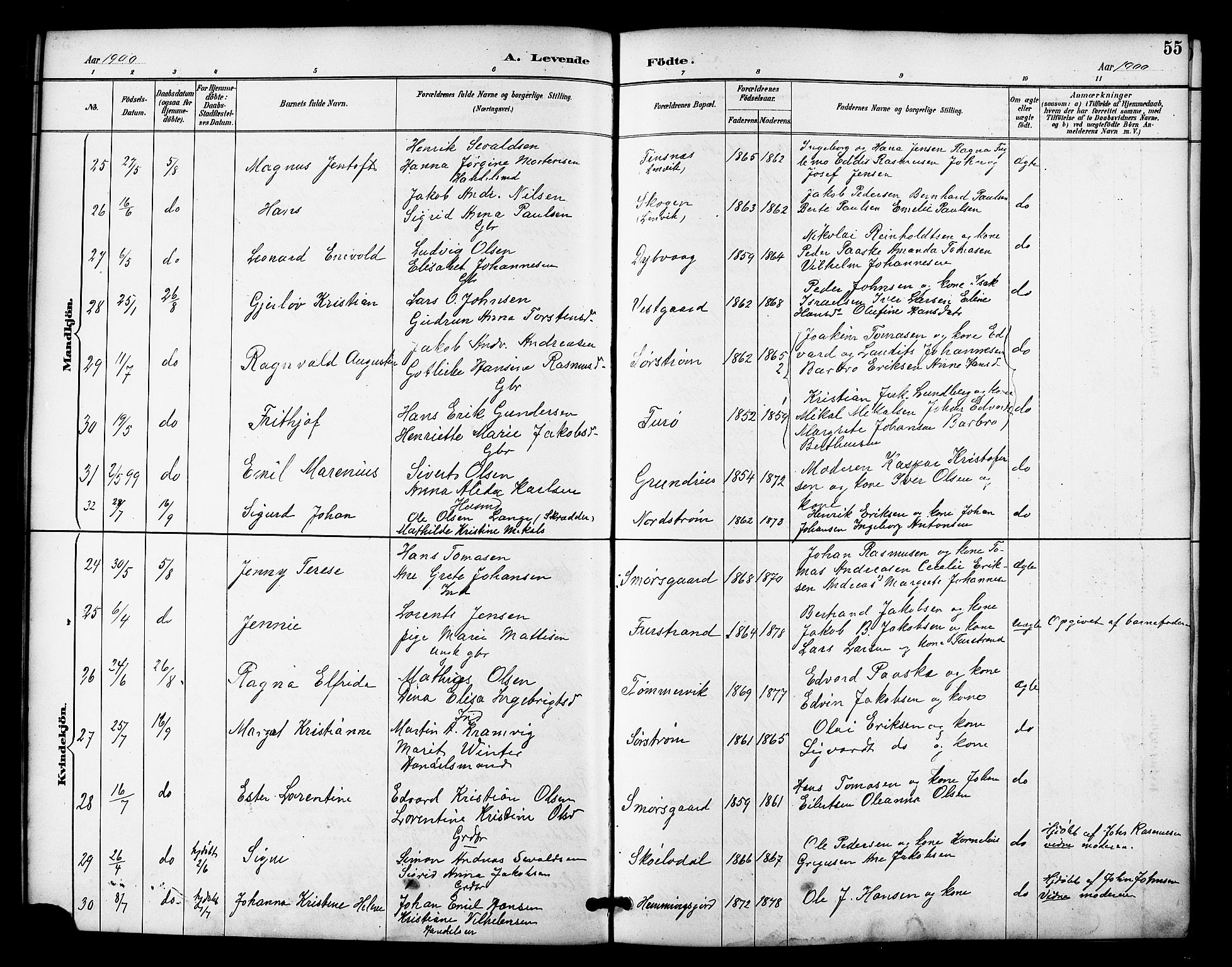 Tranøy sokneprestkontor, AV/SATØ-S-1313/I/Ia/Iab/L0022klokker: Klokkerbok nr. 22, 1887-1912, s. 55