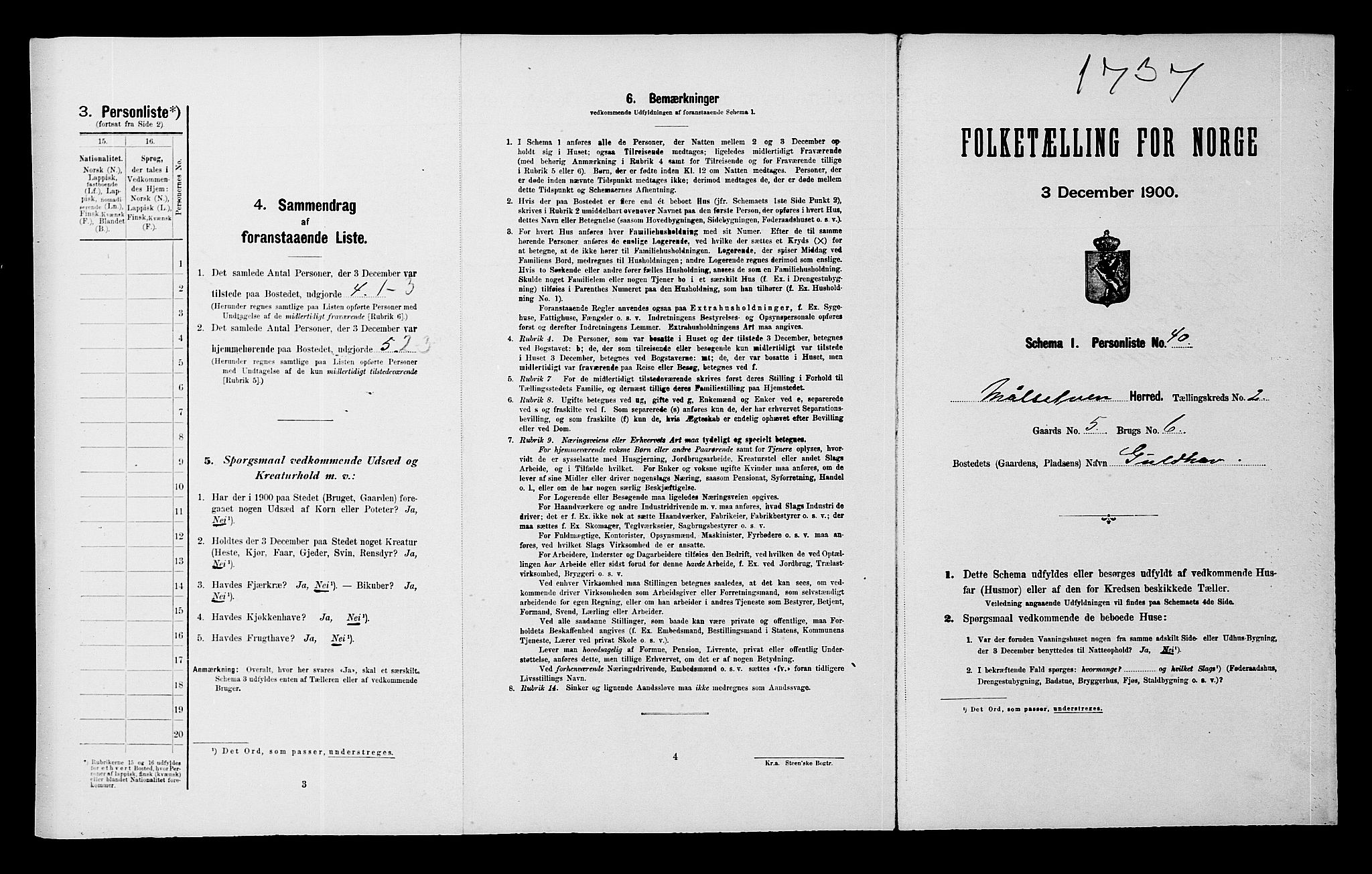 SATØ, Folketelling 1900 for 1924 Målselv herred, 1900, s. 234