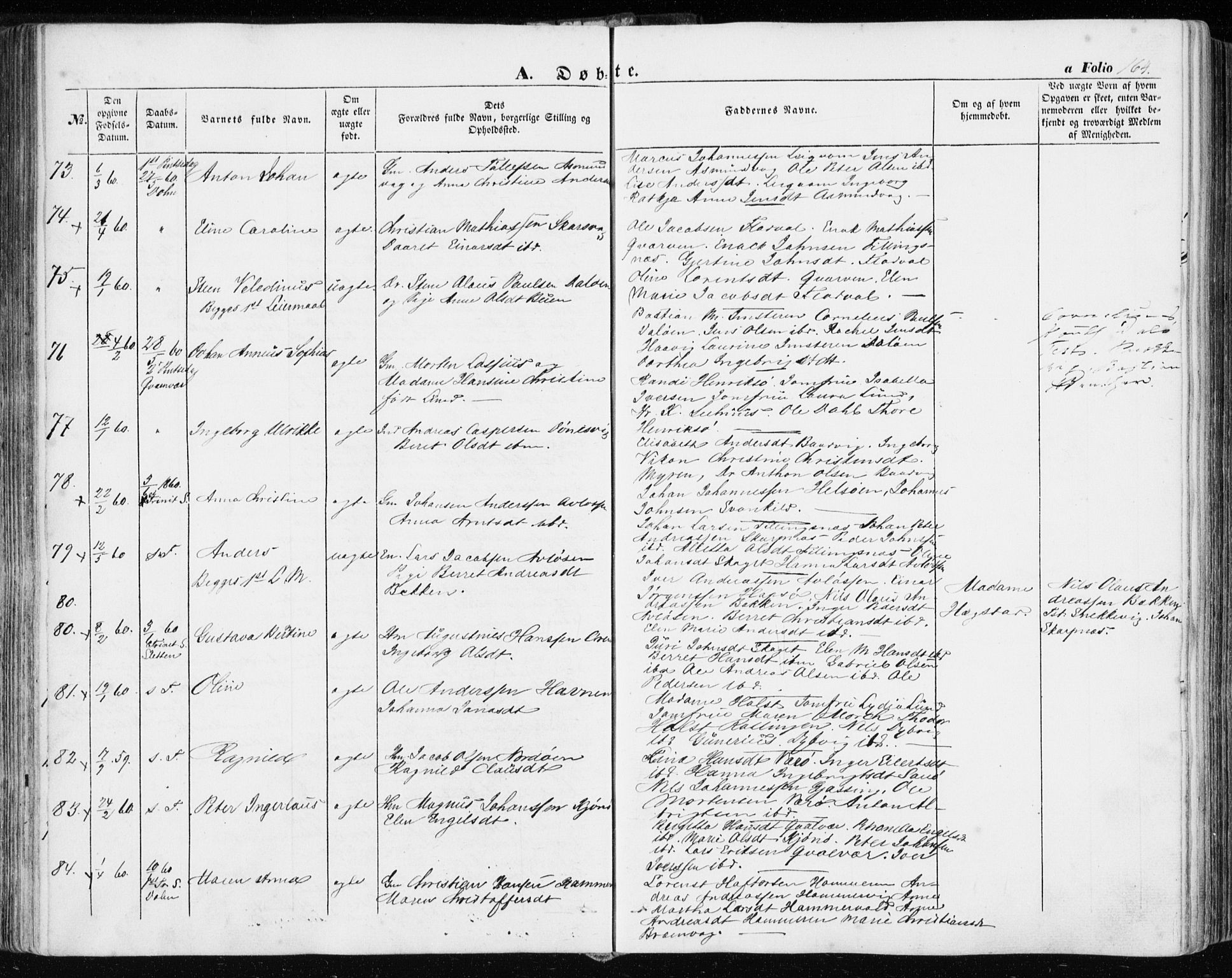 Ministerialprotokoller, klokkerbøker og fødselsregistre - Sør-Trøndelag, SAT/A-1456/634/L0530: Ministerialbok nr. 634A06, 1852-1860, s. 164