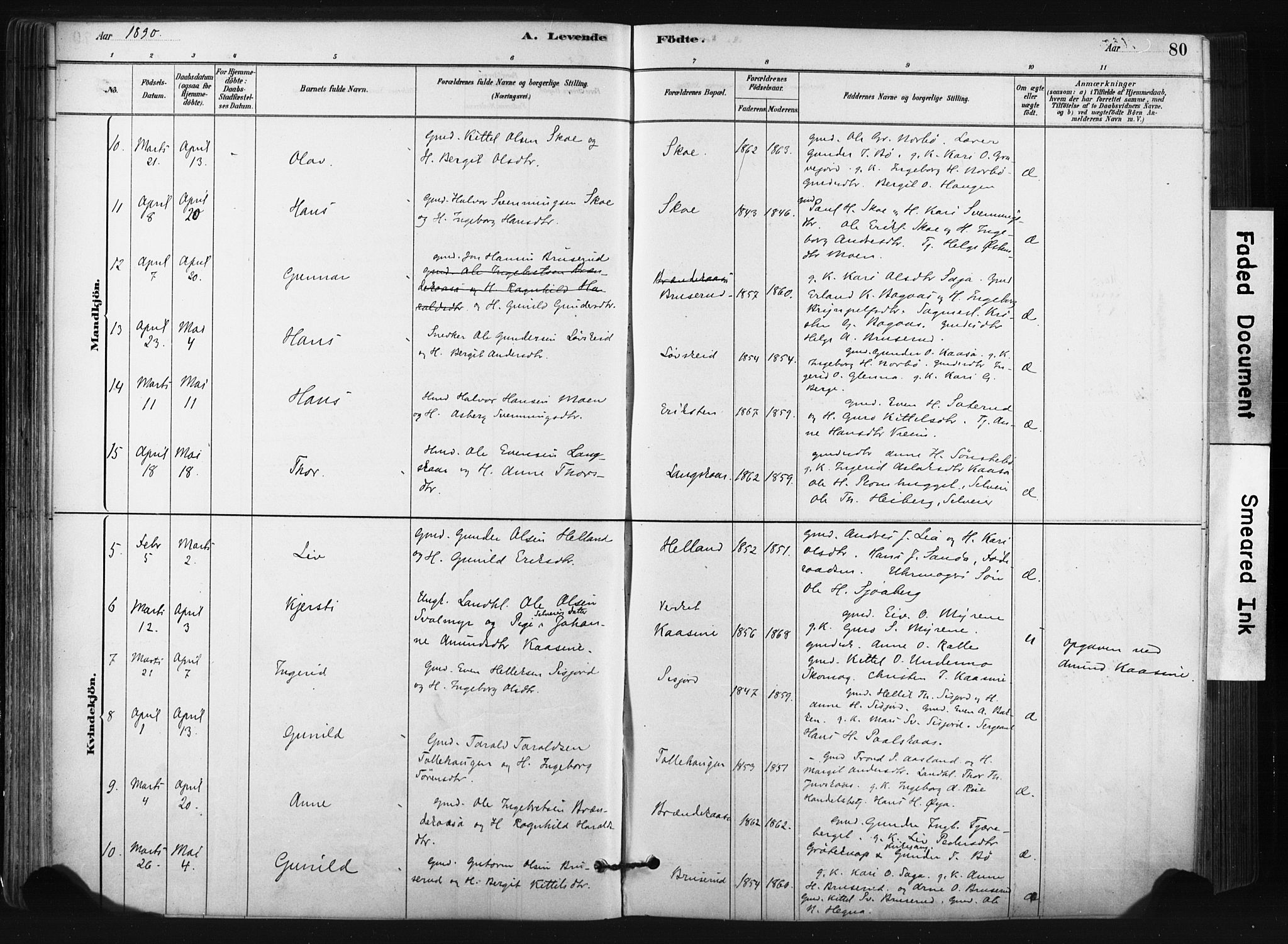 Bø kirkebøker, AV/SAKO-A-257/F/Fa/L0010: Ministerialbok nr. 10, 1880-1892, s. 80