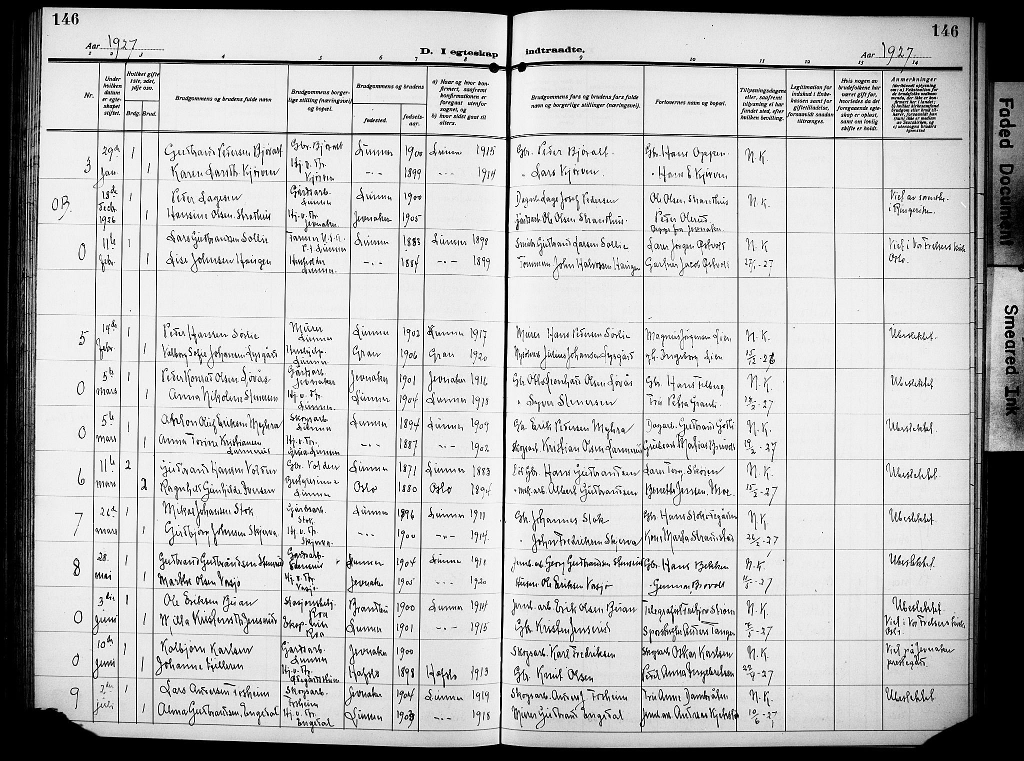 Lunner prestekontor, AV/SAH-PREST-118/H/Ha/Hab/L0002: Klokkerbok nr. 2, 1923-1933, s. 146