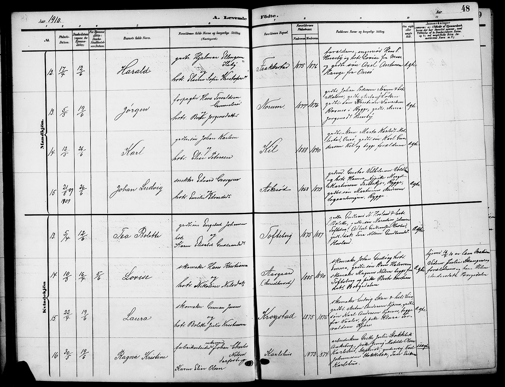 Råde prestekontor kirkebøker, AV/SAO-A-2009/G/Ga/L0001: Klokkerbok nr. 1, 1903-1925, s. 48