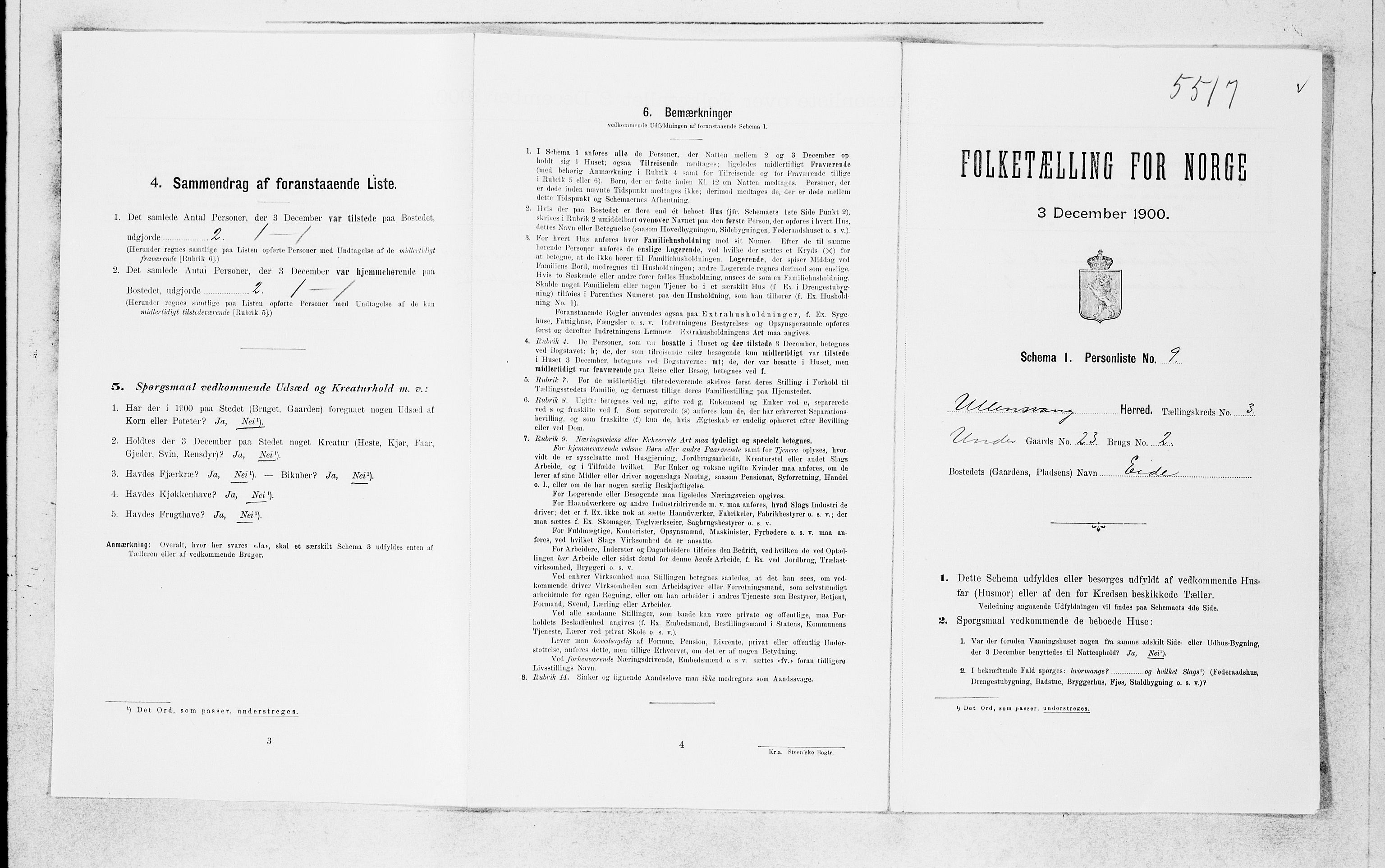 SAB, Folketelling 1900 for 1230 Ullensvang herred, 1900, s. 353