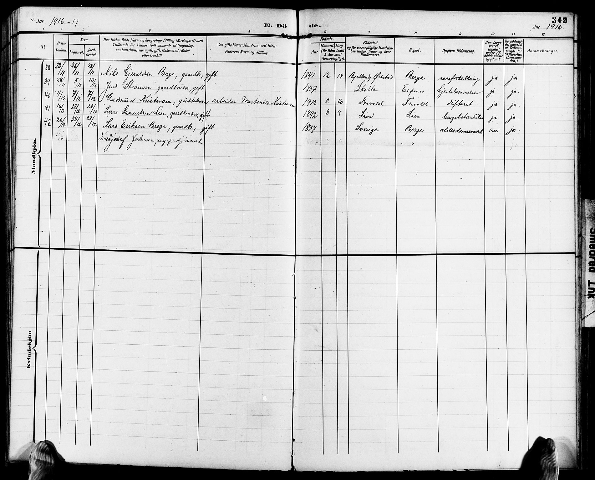 Fjære sokneprestkontor, AV/SAK-1111-0011/F/Fb/L0012: Klokkerbok nr. B 12, 1902-1925, s. 349