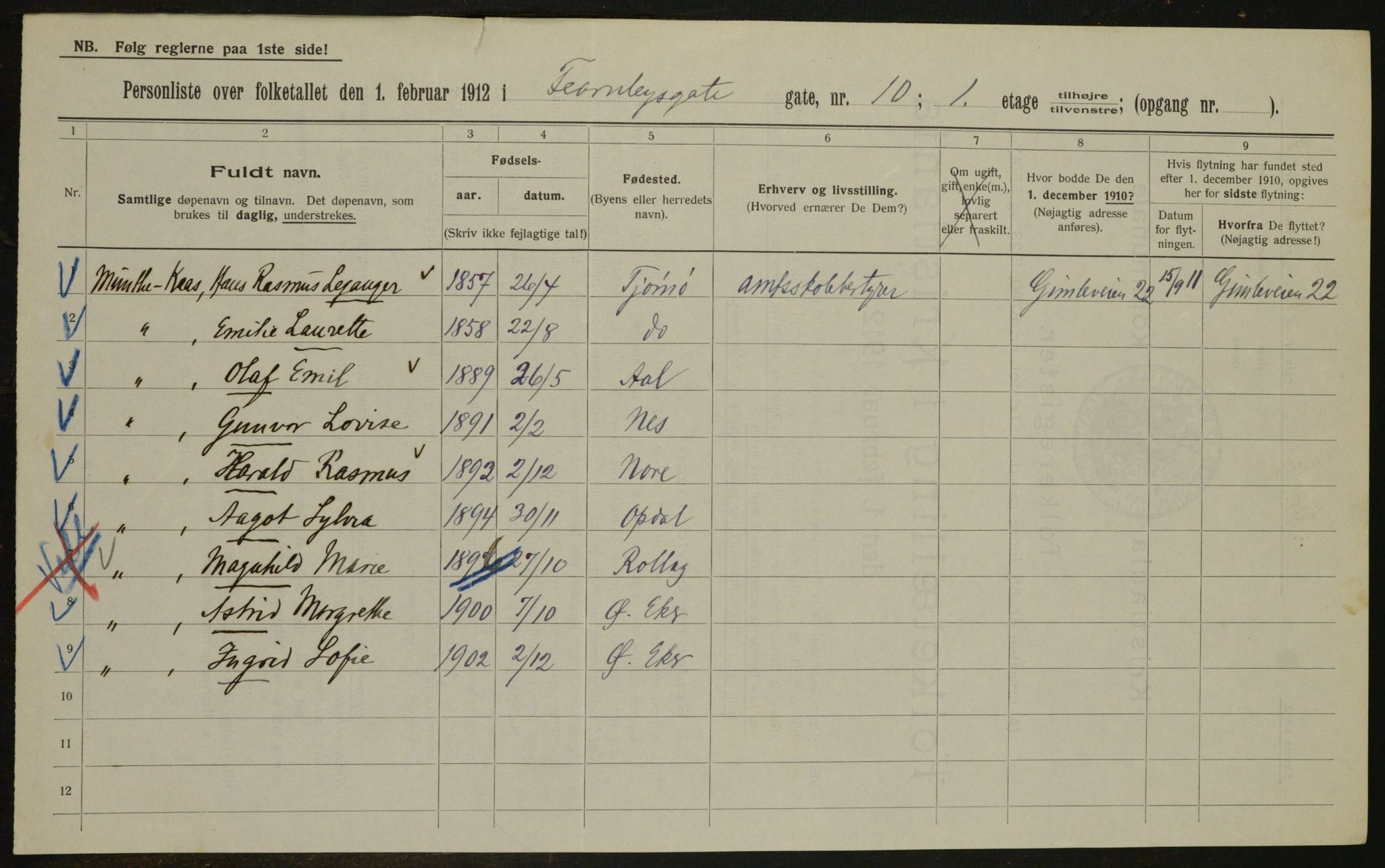 OBA, Kommunal folketelling 1.2.1912 for Kristiania, 1912, s. 23961