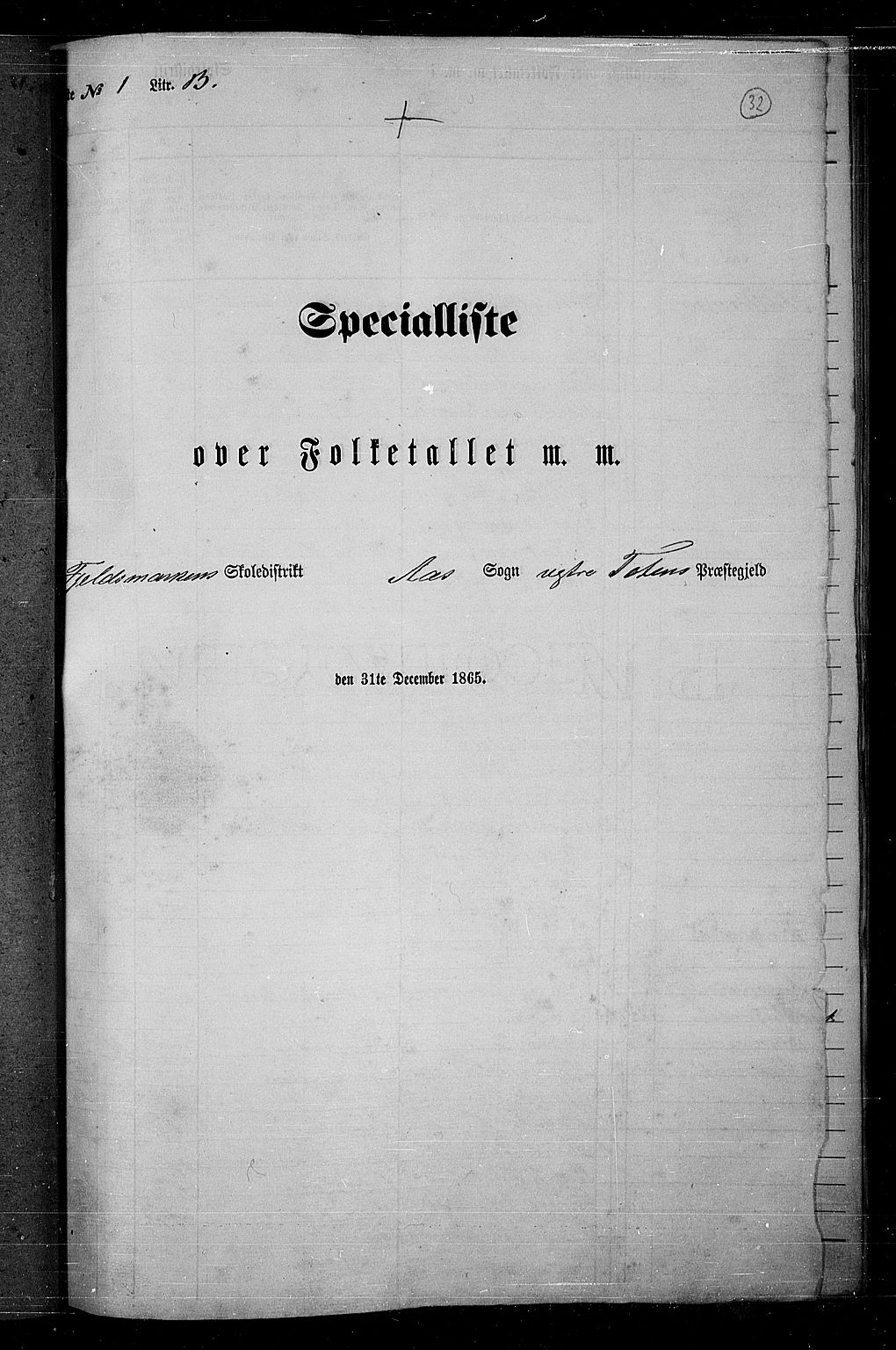 RA, Folketelling 1865 for 0529P Vestre Toten prestegjeld, 1865, s. 33