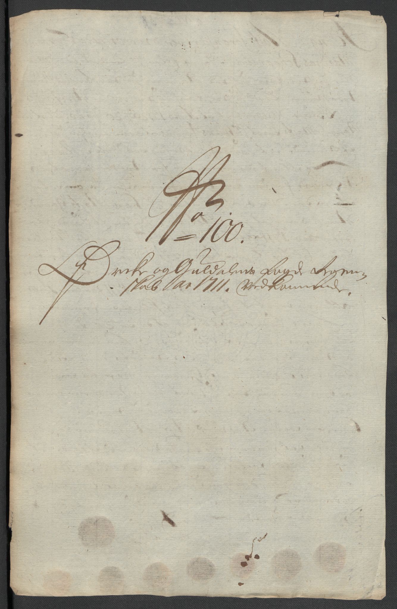 Rentekammeret inntil 1814, Reviderte regnskaper, Fogderegnskap, AV/RA-EA-4092/R60/L3962: Fogderegnskap Orkdal og Gauldal, 1711, s. 285