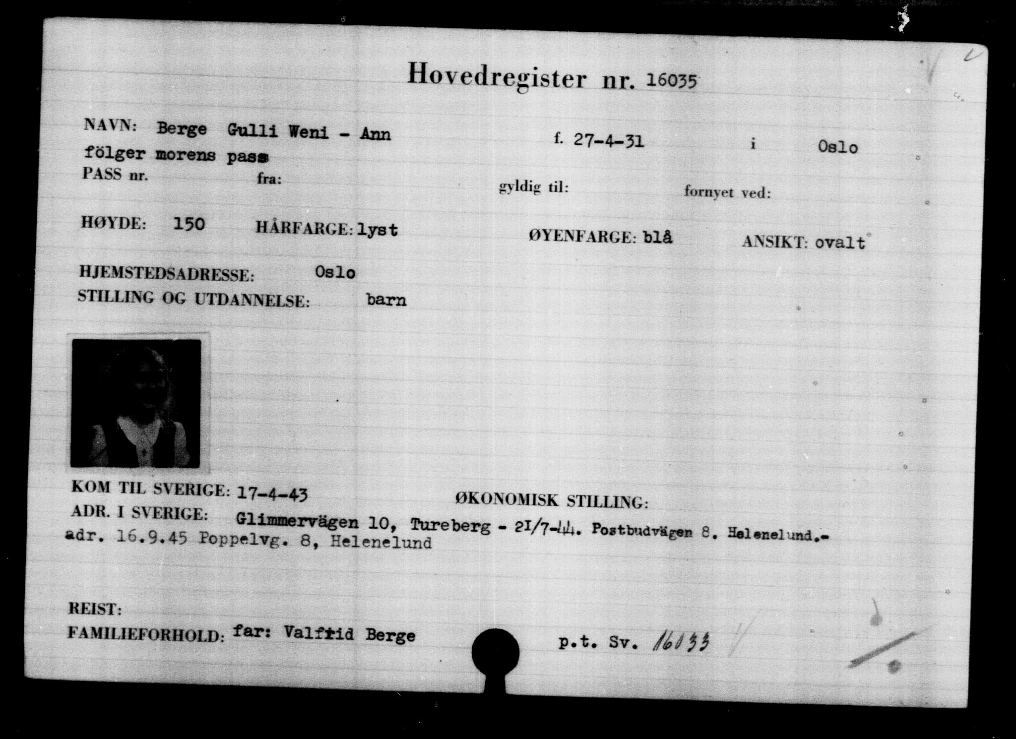 Den Kgl. Norske Legasjons Flyktningskontor, RA/S-6753/V/Va/L0008: Kjesäterkartoteket.  Flyktningenr. 15700-18547, 1940-1945, s. 364