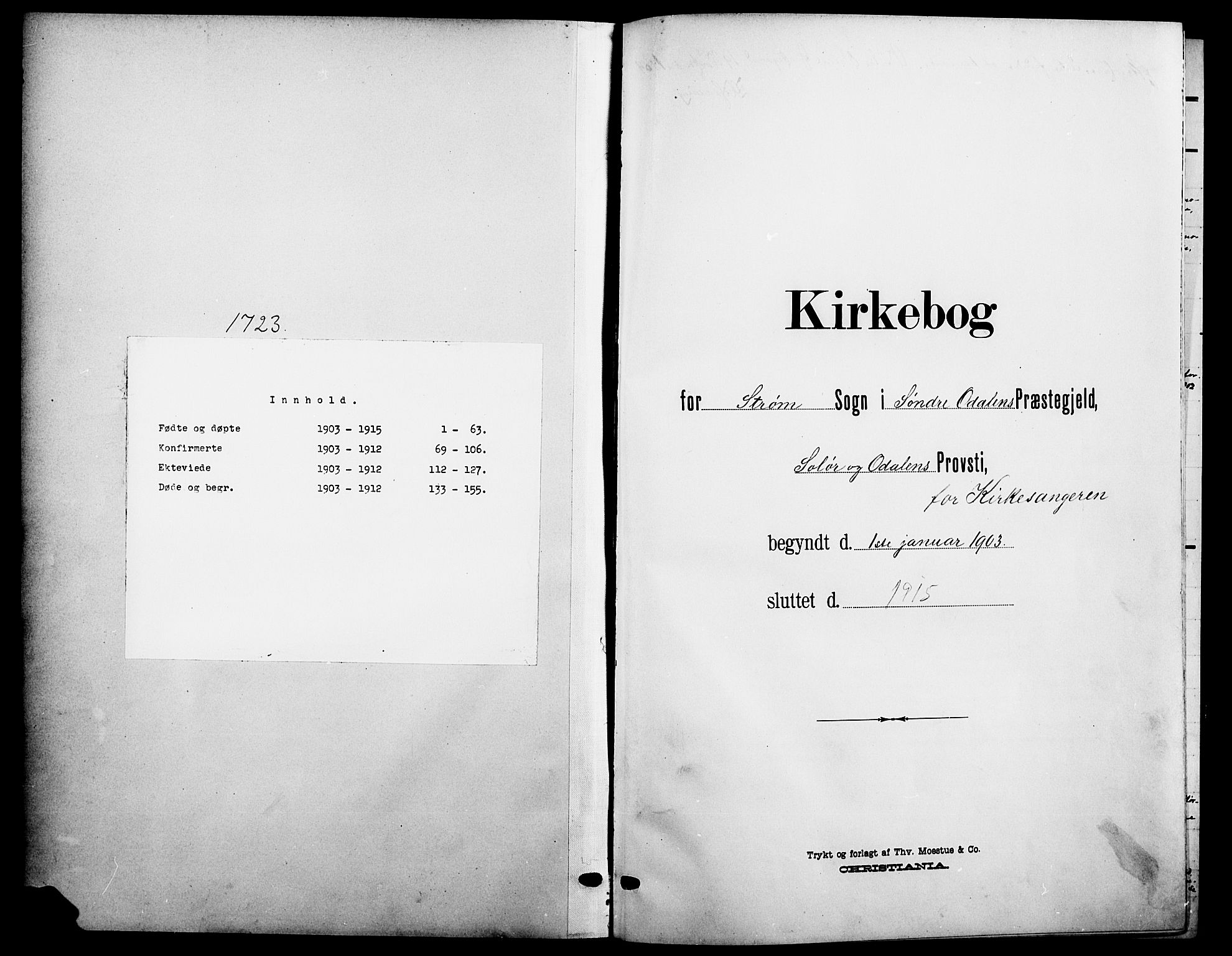 Sør-Odal prestekontor, SAH/PREST-030/H/Ha/Hab/L0005: Klokkerbok nr. 5, 1903-1915