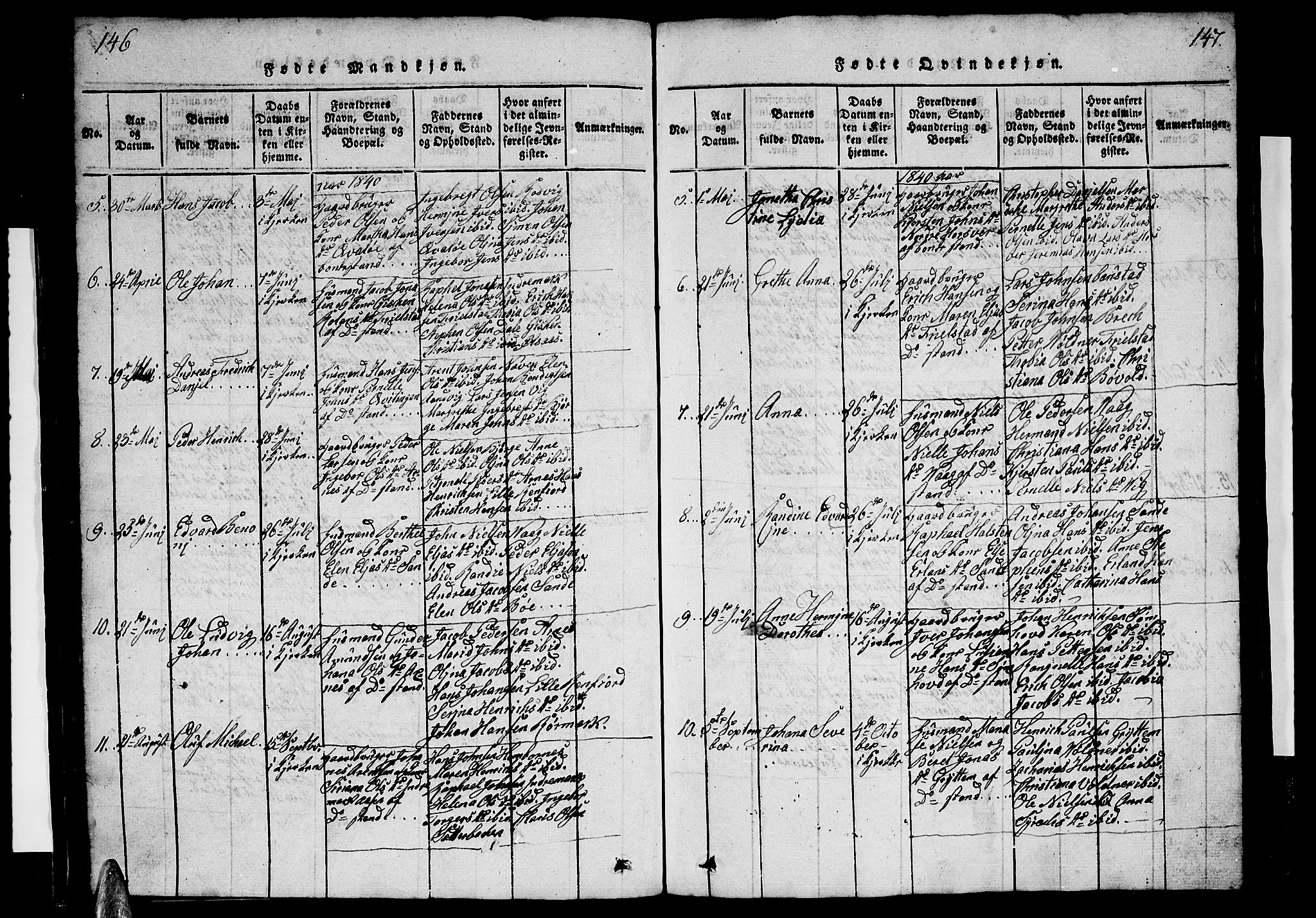 Ministerialprotokoller, klokkerbøker og fødselsregistre - Nordland, AV/SAT-A-1459/812/L0186: Klokkerbok nr. 812C04, 1820-1849, s. 146-147