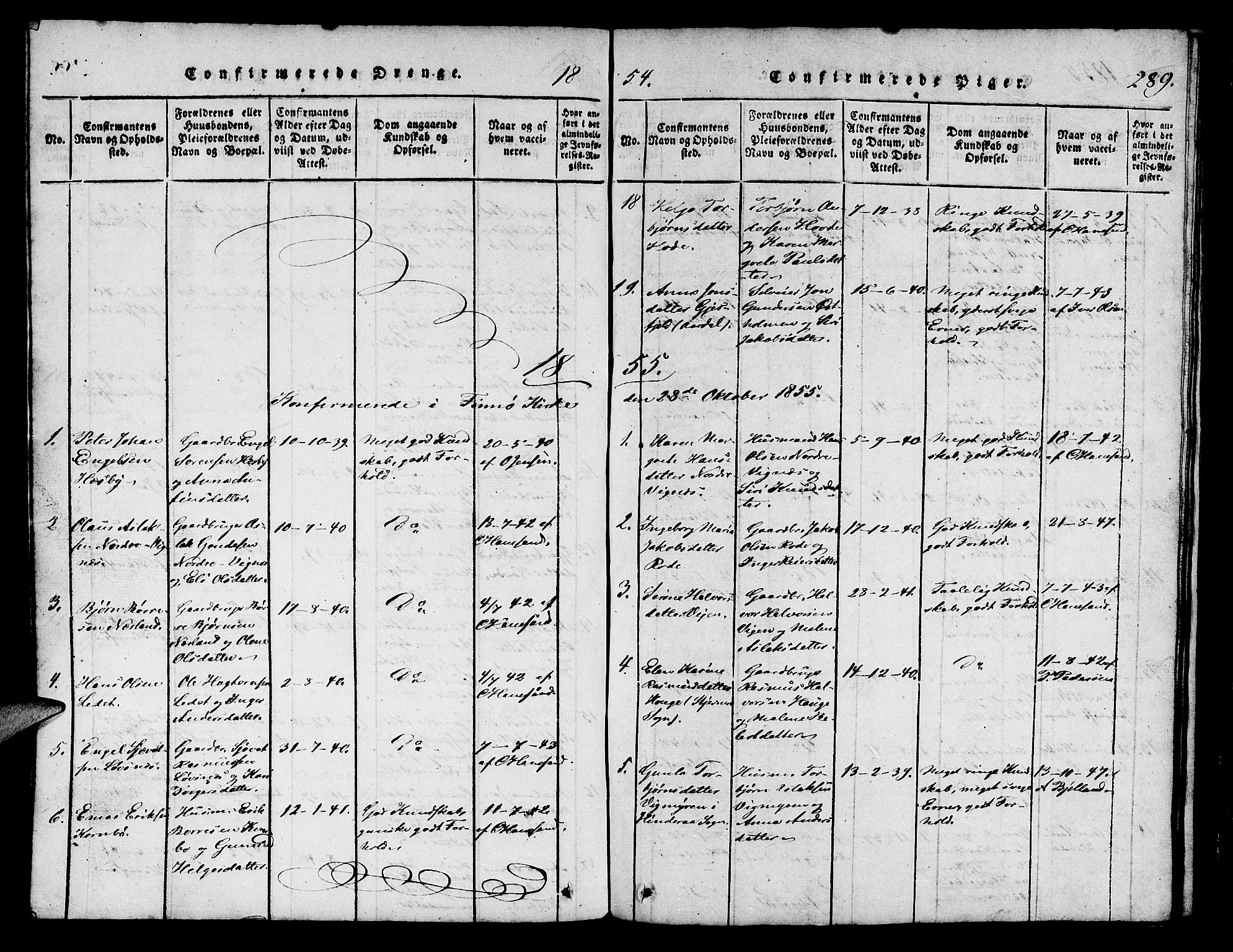 Finnøy sokneprestkontor, SAST/A-101825/H/Ha/Hab/L0001: Klokkerbok nr. B 1, 1816-1856, s. 289
