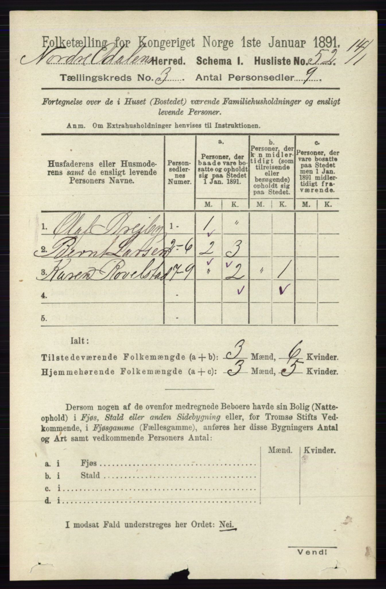 RA, Folketelling 1891 for 0418 Nord-Odal herred, 1891, s. 812