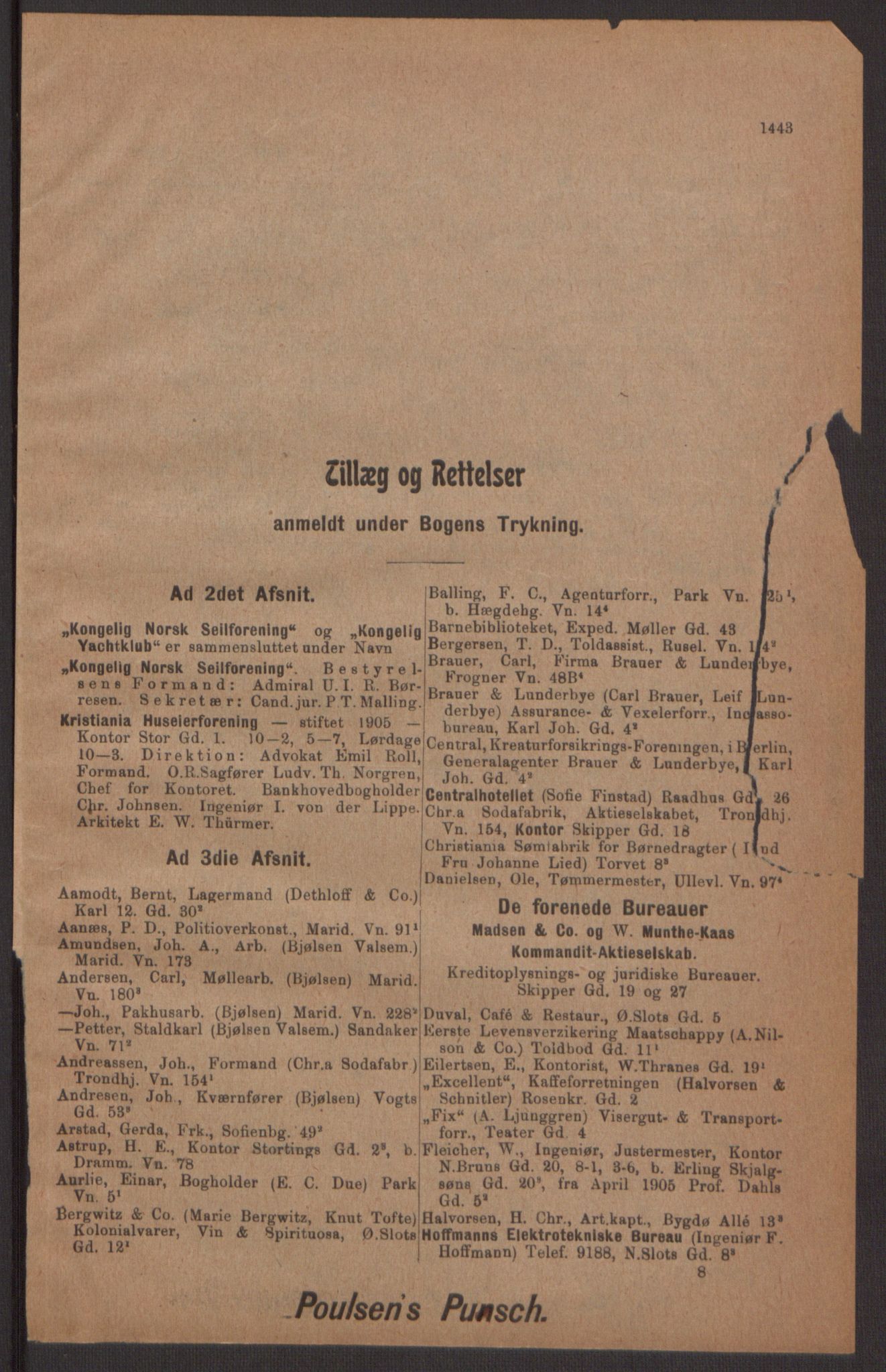 Kristiania/Oslo adressebok, PUBL/-, 1905, s. 1443