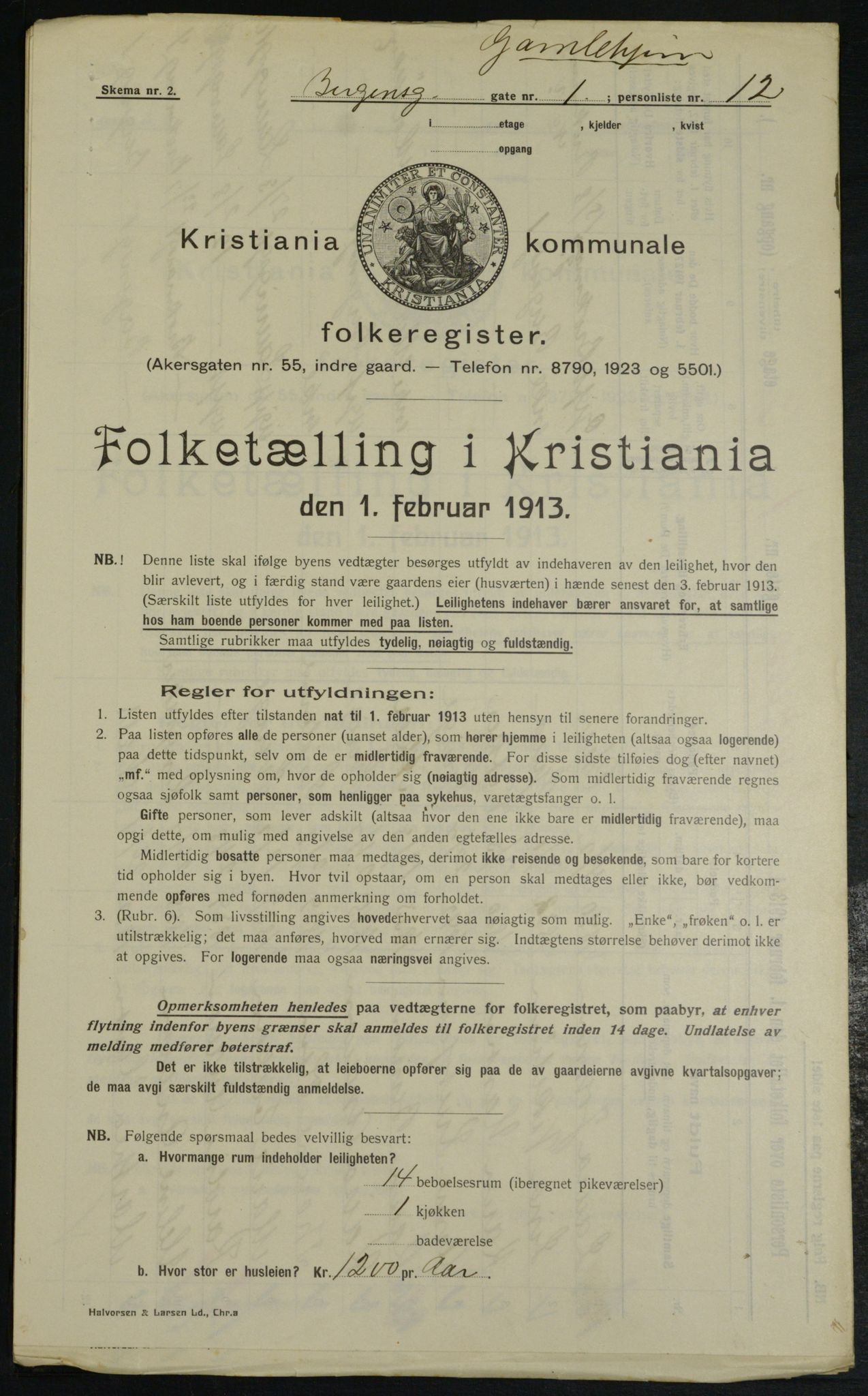 OBA, Kommunal folketelling 1.2.1913 for Kristiania, 1913, s. 3535