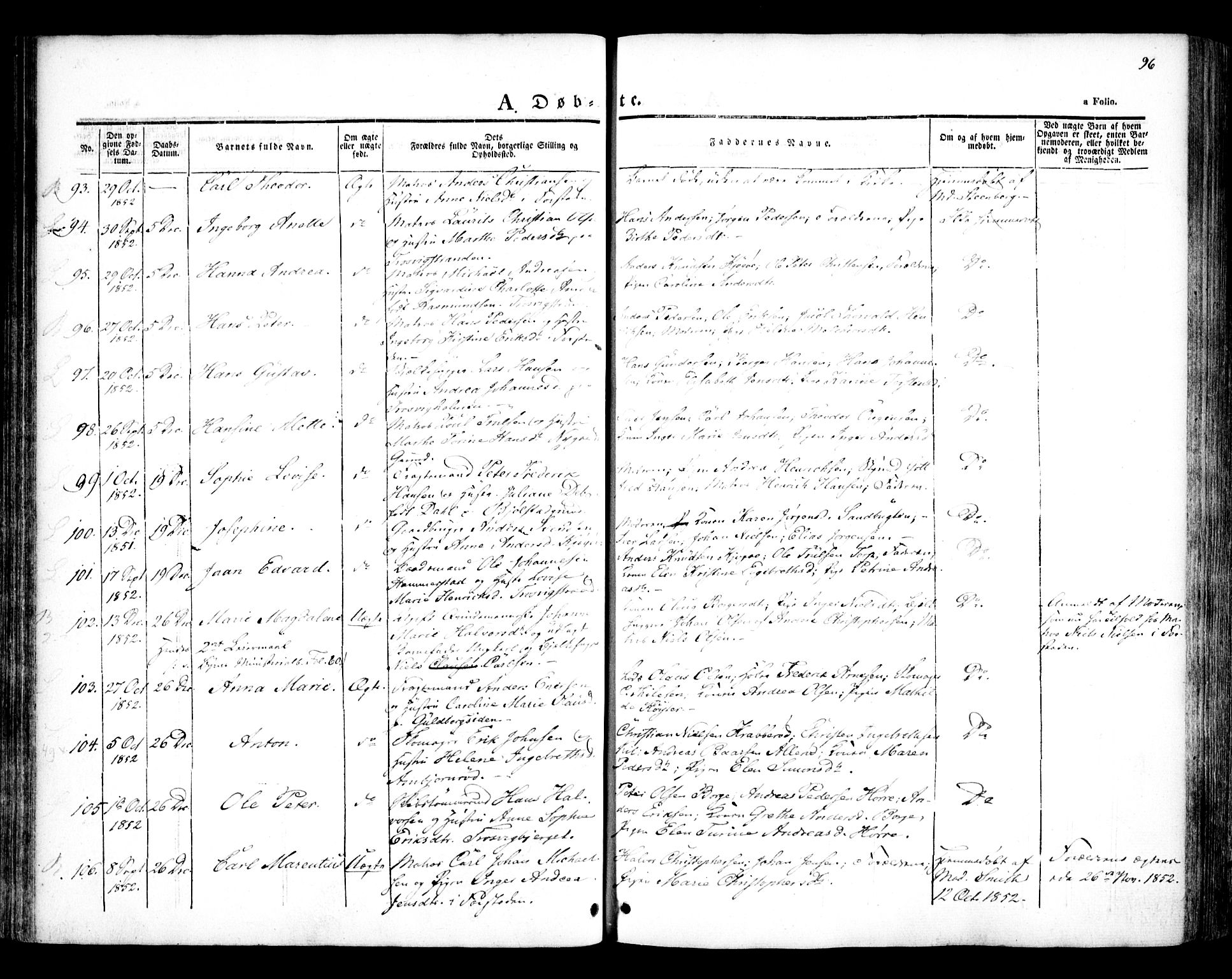 Glemmen prestekontor Kirkebøker, AV/SAO-A-10908/F/Fa/L0005: Ministerialbok nr. 5, 1838-1852, s. 96