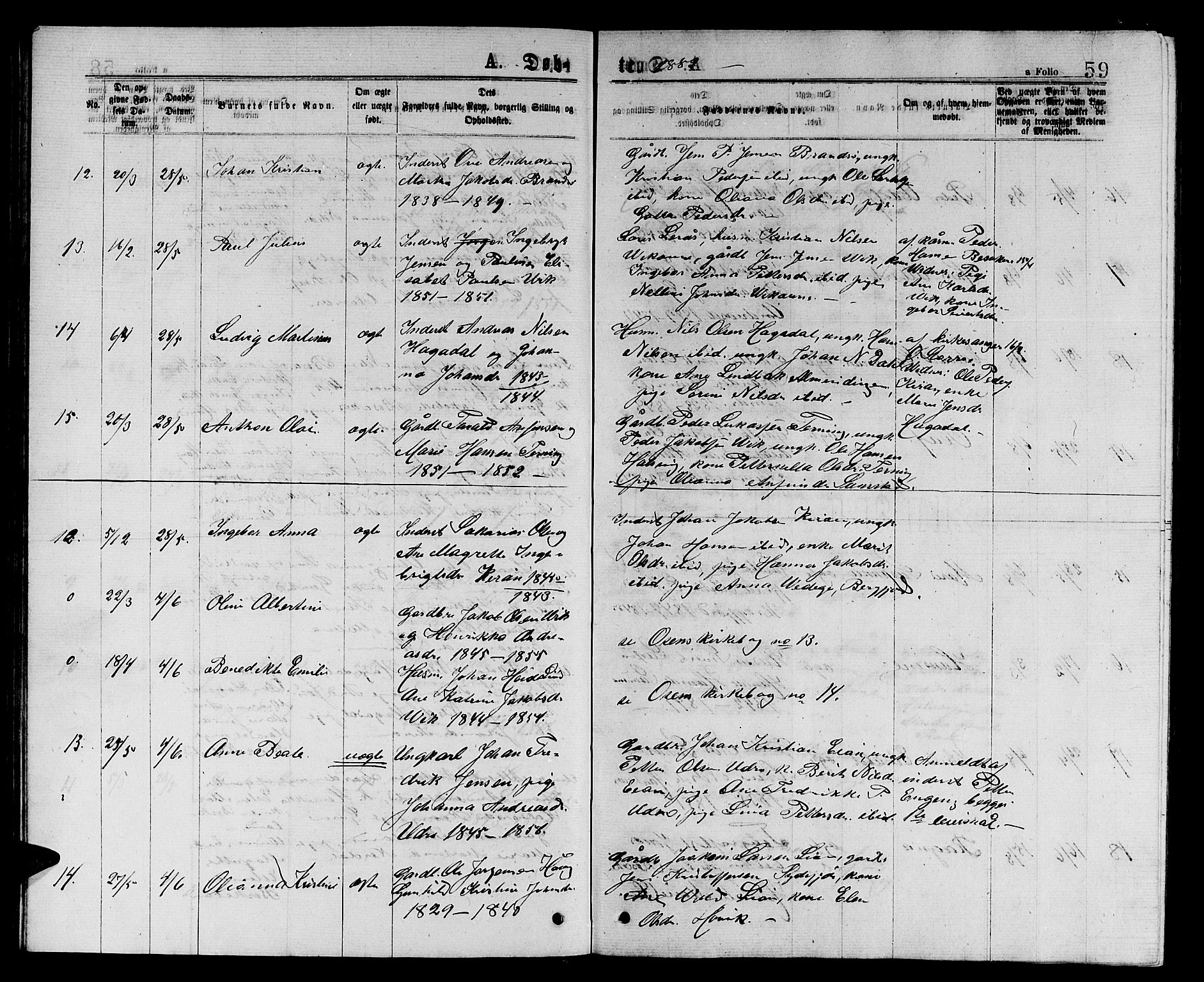 Ministerialprotokoller, klokkerbøker og fødselsregistre - Sør-Trøndelag, AV/SAT-A-1456/657/L0715: Klokkerbok nr. 657C02, 1873-1888, s. 59