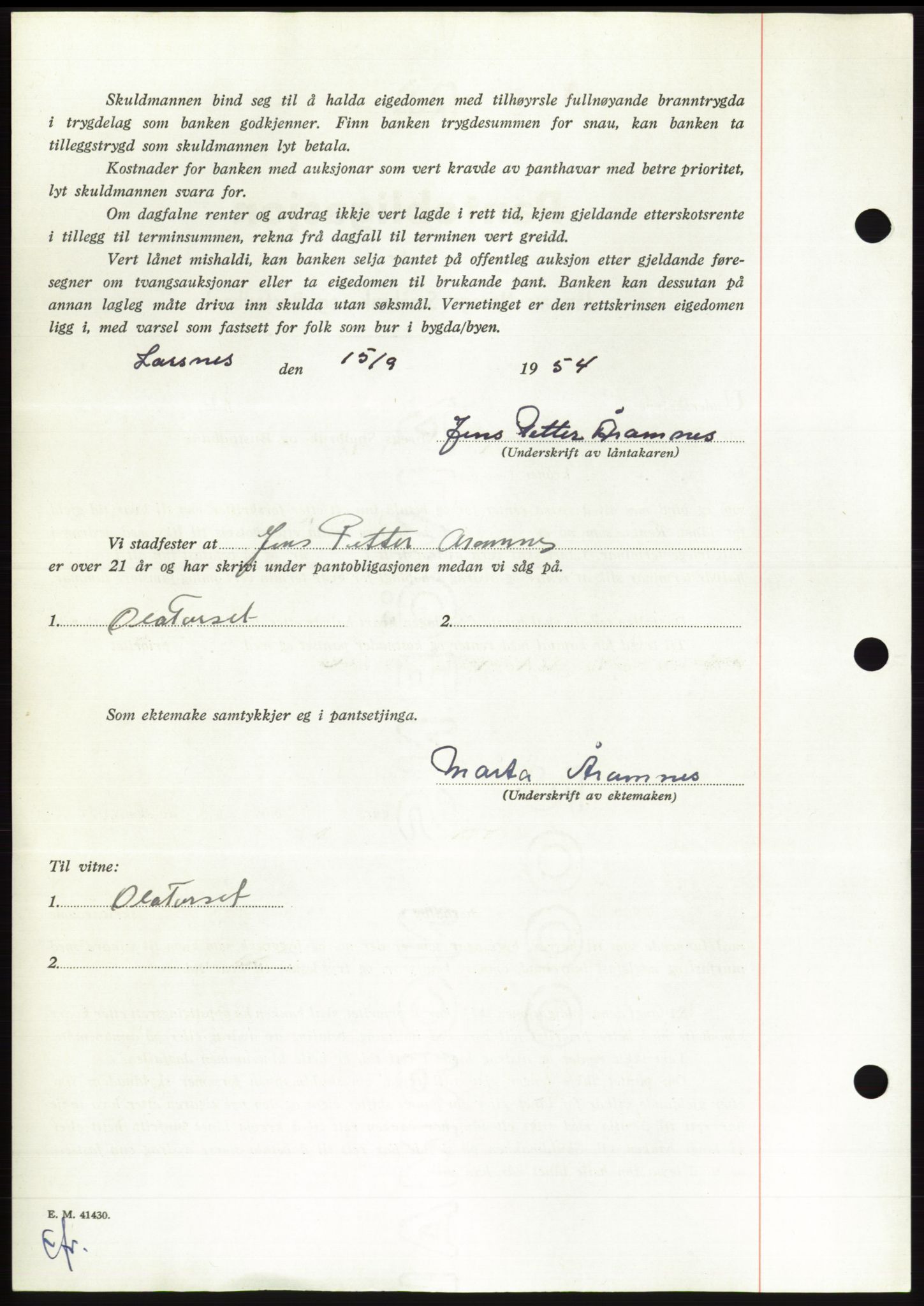 Søre Sunnmøre sorenskriveri, AV/SAT-A-4122/1/2/2C/L0126: Pantebok nr. 14B, 1954-1955, Dagboknr: 2843/1954